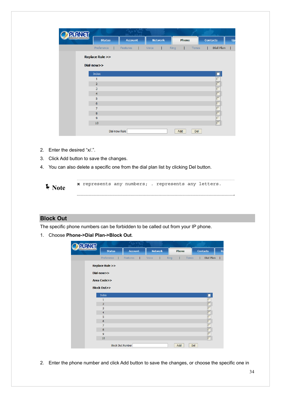 Block out | PLANET VIP-255PT User Manual | Page 34 / 53