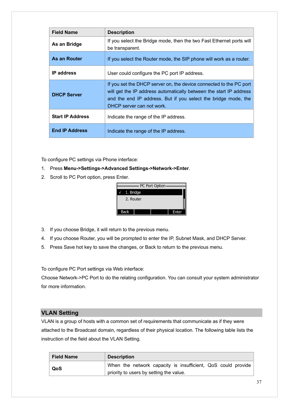 Vlan setting | PLANET VIP-255PT User Manual | Page 37 / 53