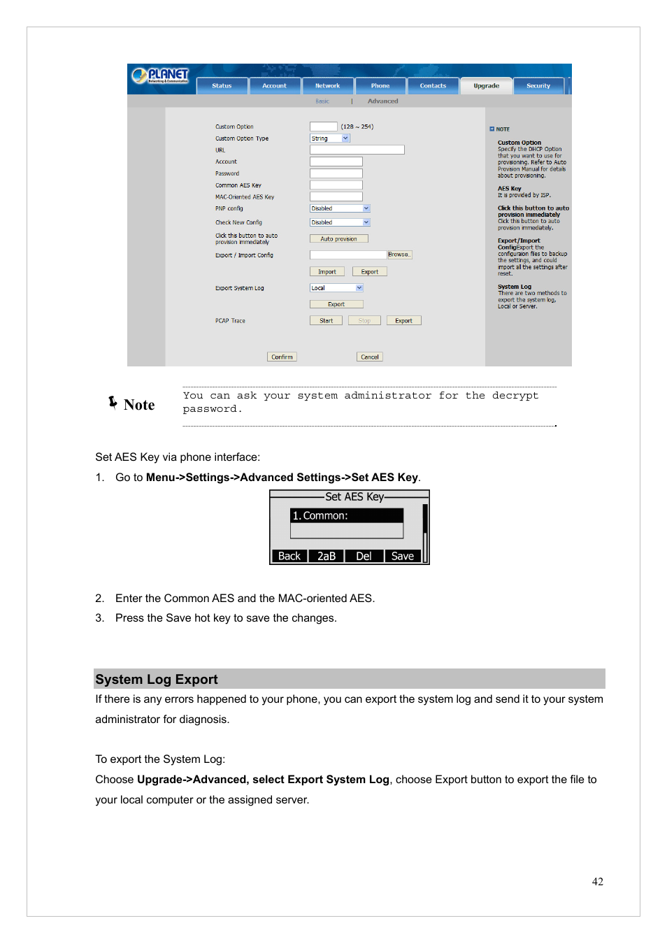 System log export | PLANET VIP-255PT User Manual | Page 42 / 53