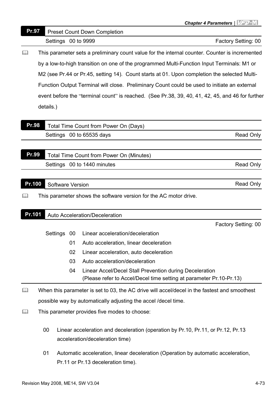 Delta Electronics VFD-M User Manual | Page 108 / 173