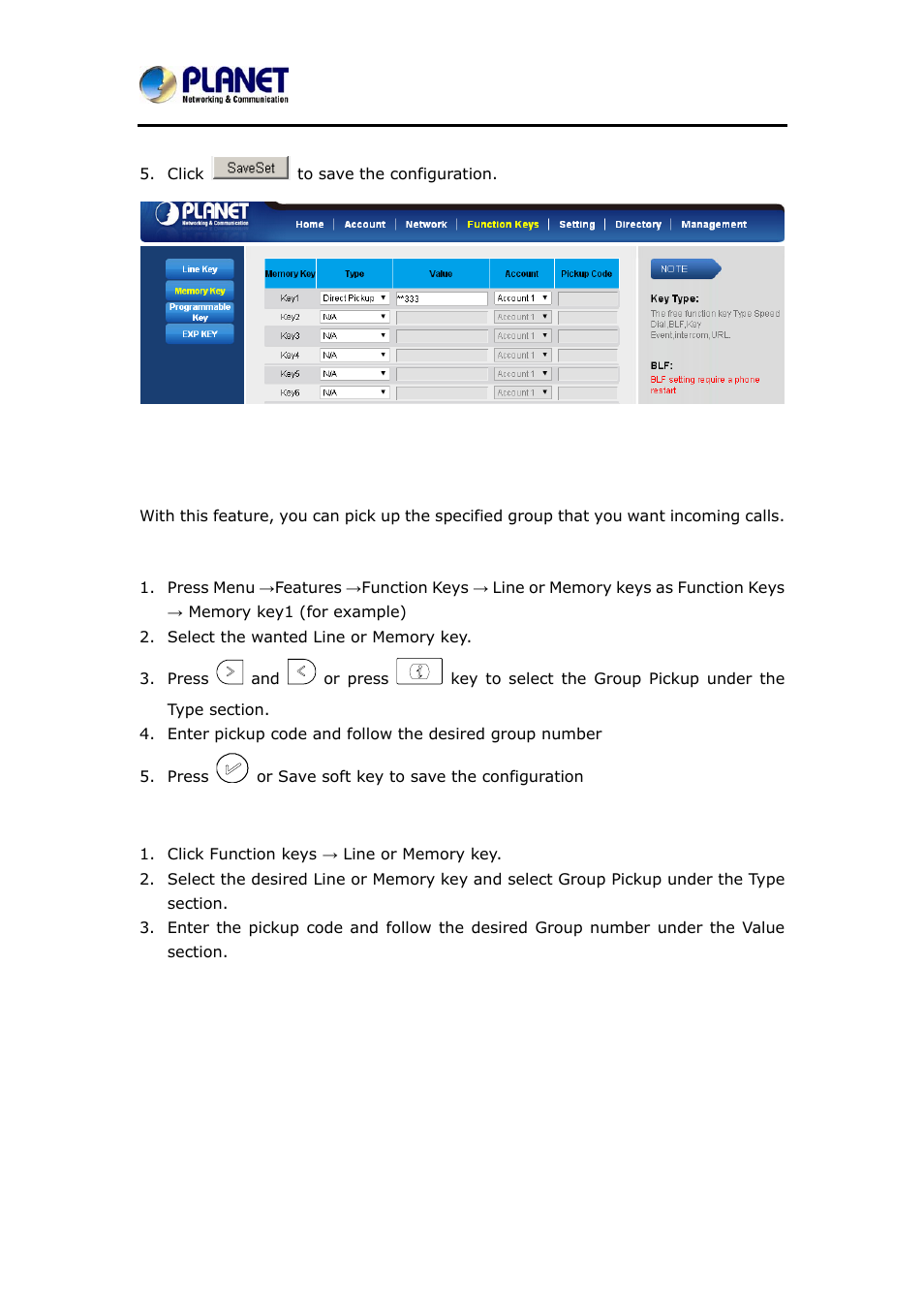 7 group pickup, Roup, Ickup | PLANET VIP-6040PT User Manual | Page 102 / 126