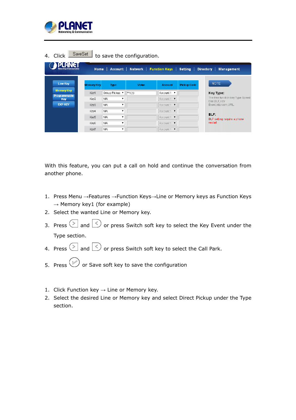 8 call park | PLANET VIP-6040PT User Manual | Page 103 / 126