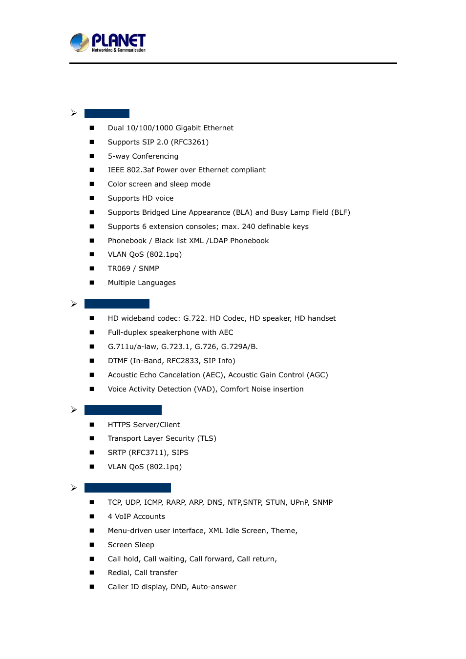 1 features, Eatures | PLANET VIP-6040PT User Manual | Page 11 / 126