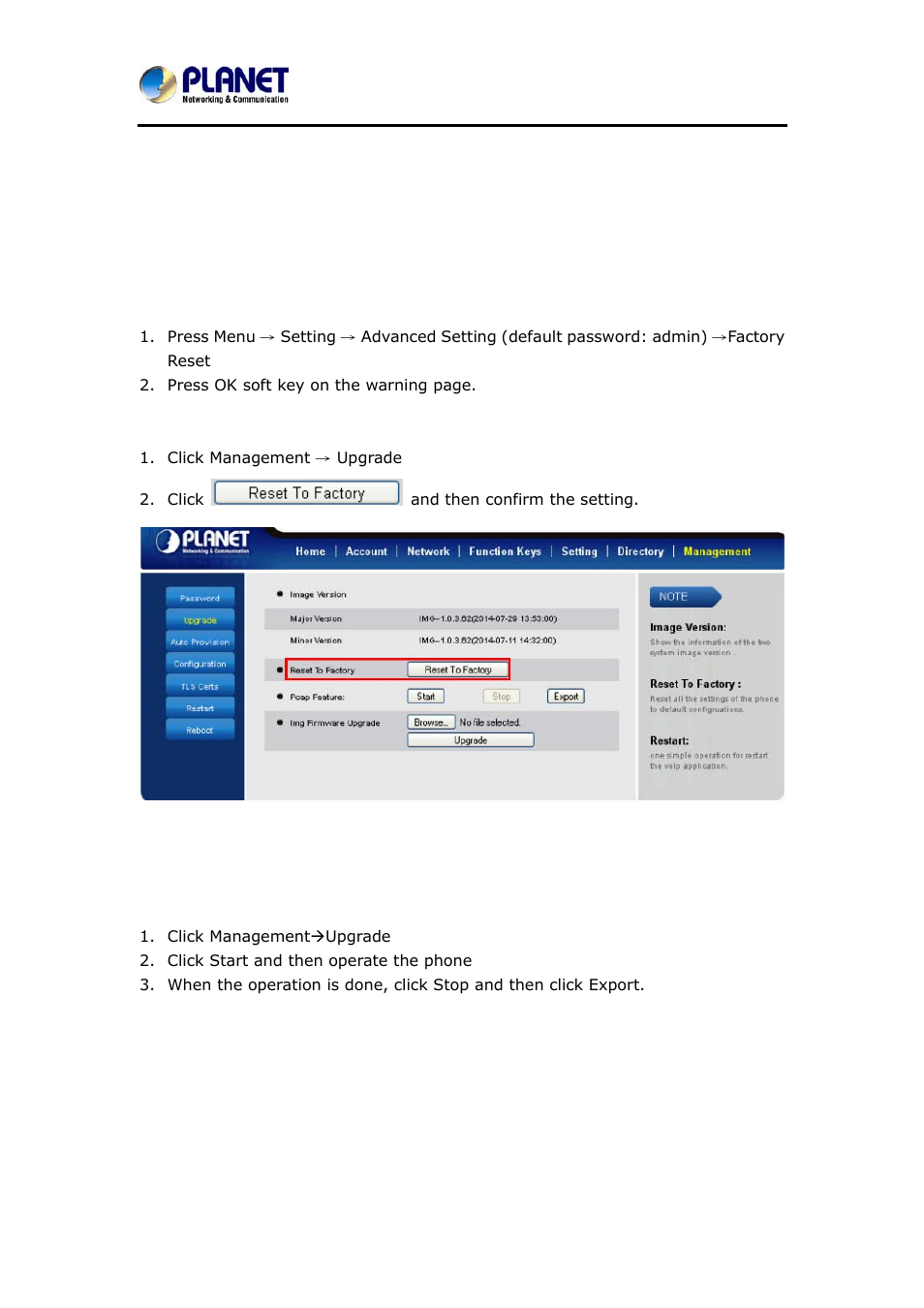 9 upgrade, 1 factory reset, 2 pcap feature | Upgrade, Actory, Eset, Eature | PLANET VIP-6040PT User Manual | Page 119 / 126
