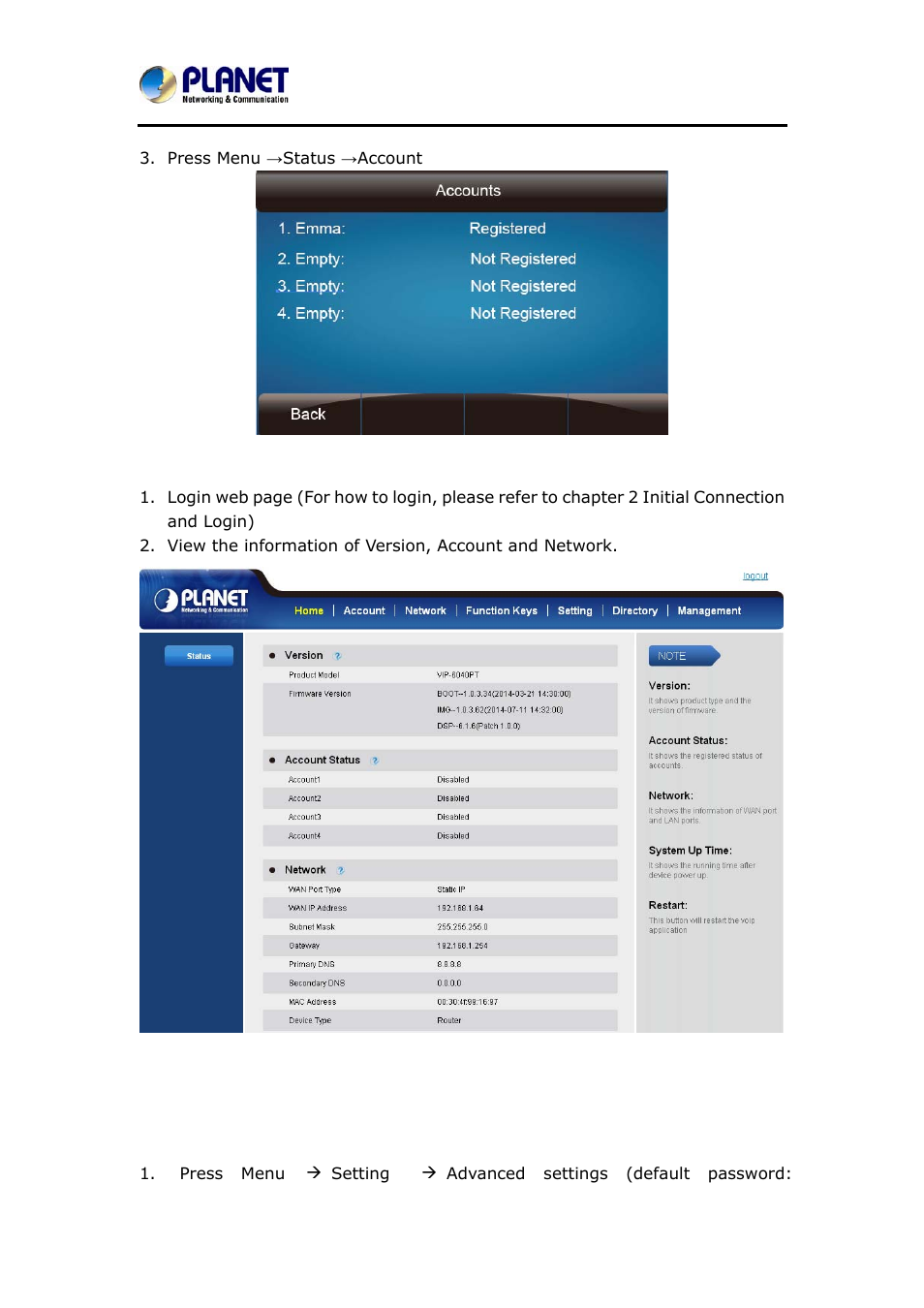 3 registration, Egistration | PLANET VIP-6040PT User Manual | Page 30 / 126