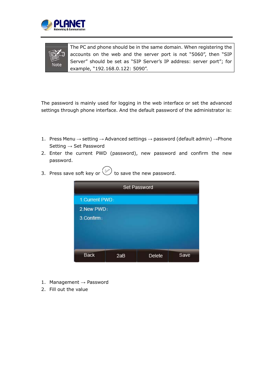 2 administrator password, Dministrator, Assword | PLANET VIP-6040PT User Manual | Page 39 / 126