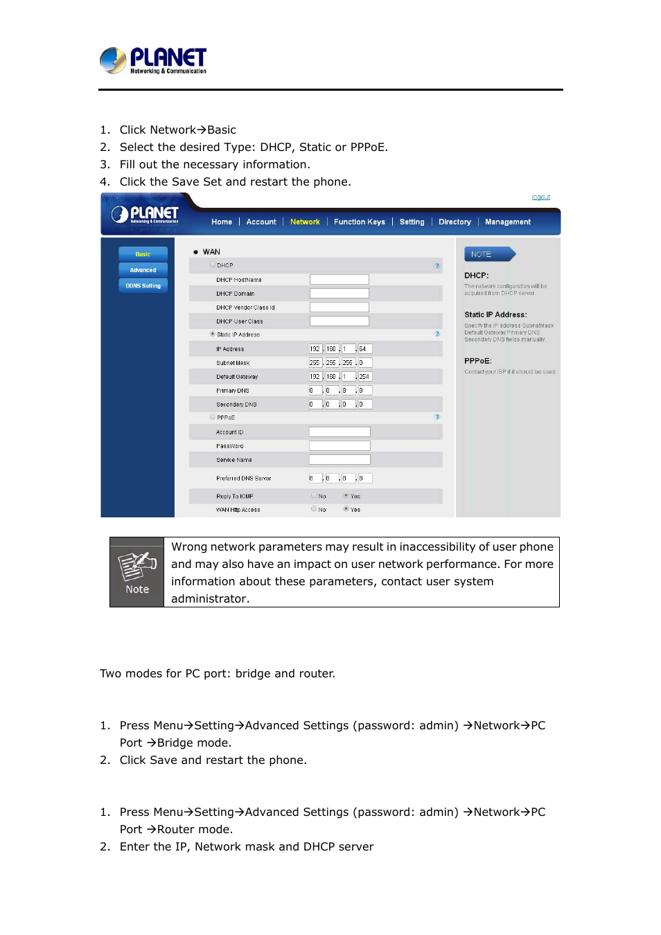2 pc port, Pc port | PLANET VIP-6040PT User Manual | Page 42 / 126