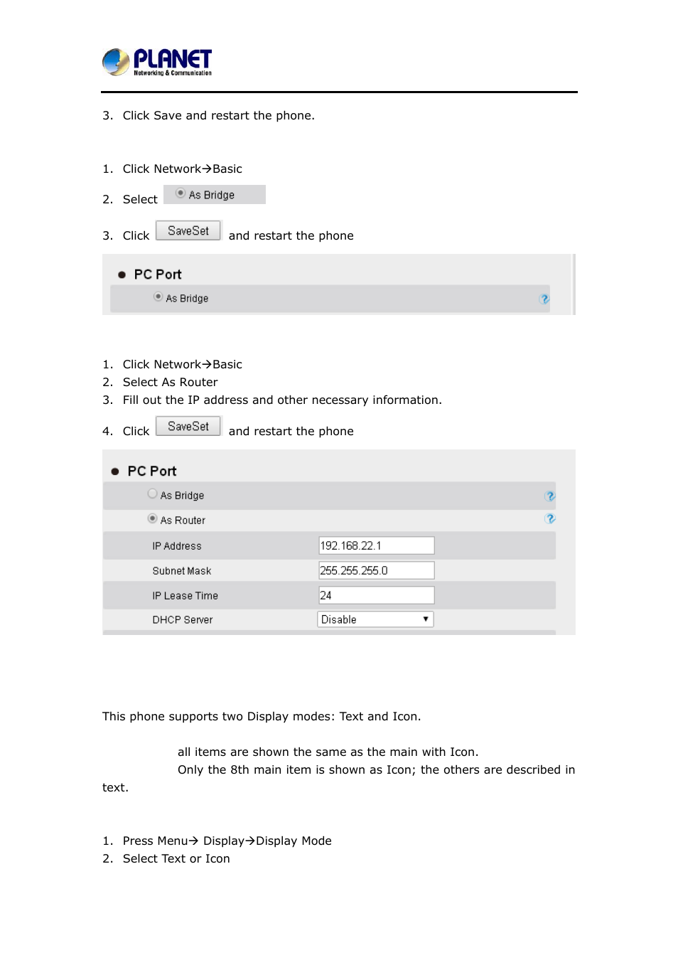 4 display mode, Isplay | PLANET VIP-6040PT User Manual | Page 43 / 126