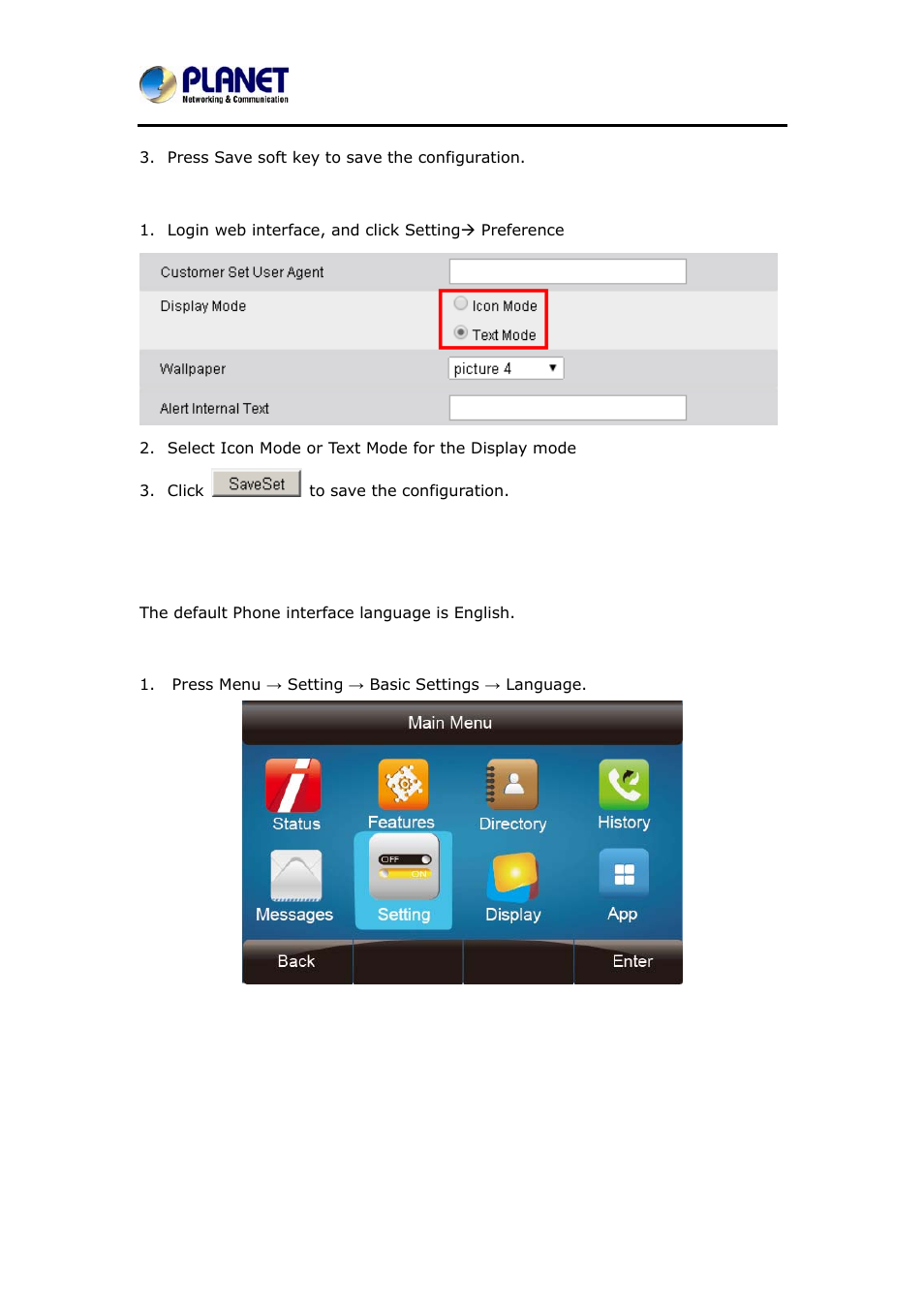 5 language, Anguage | PLANET VIP-6040PT User Manual | Page 44 / 126