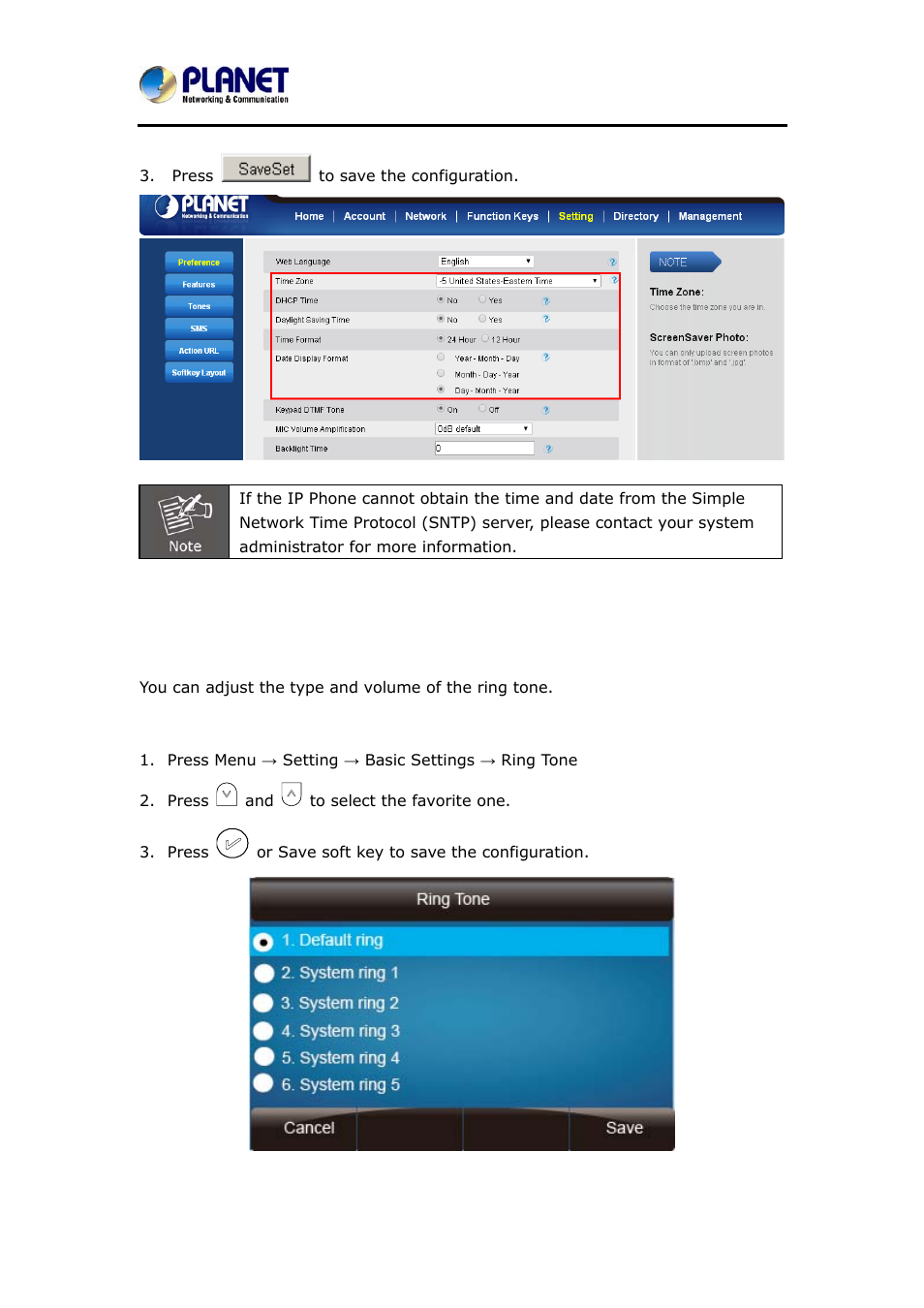 7 ring tone | PLANET VIP-6040PT User Manual | Page 49 / 126