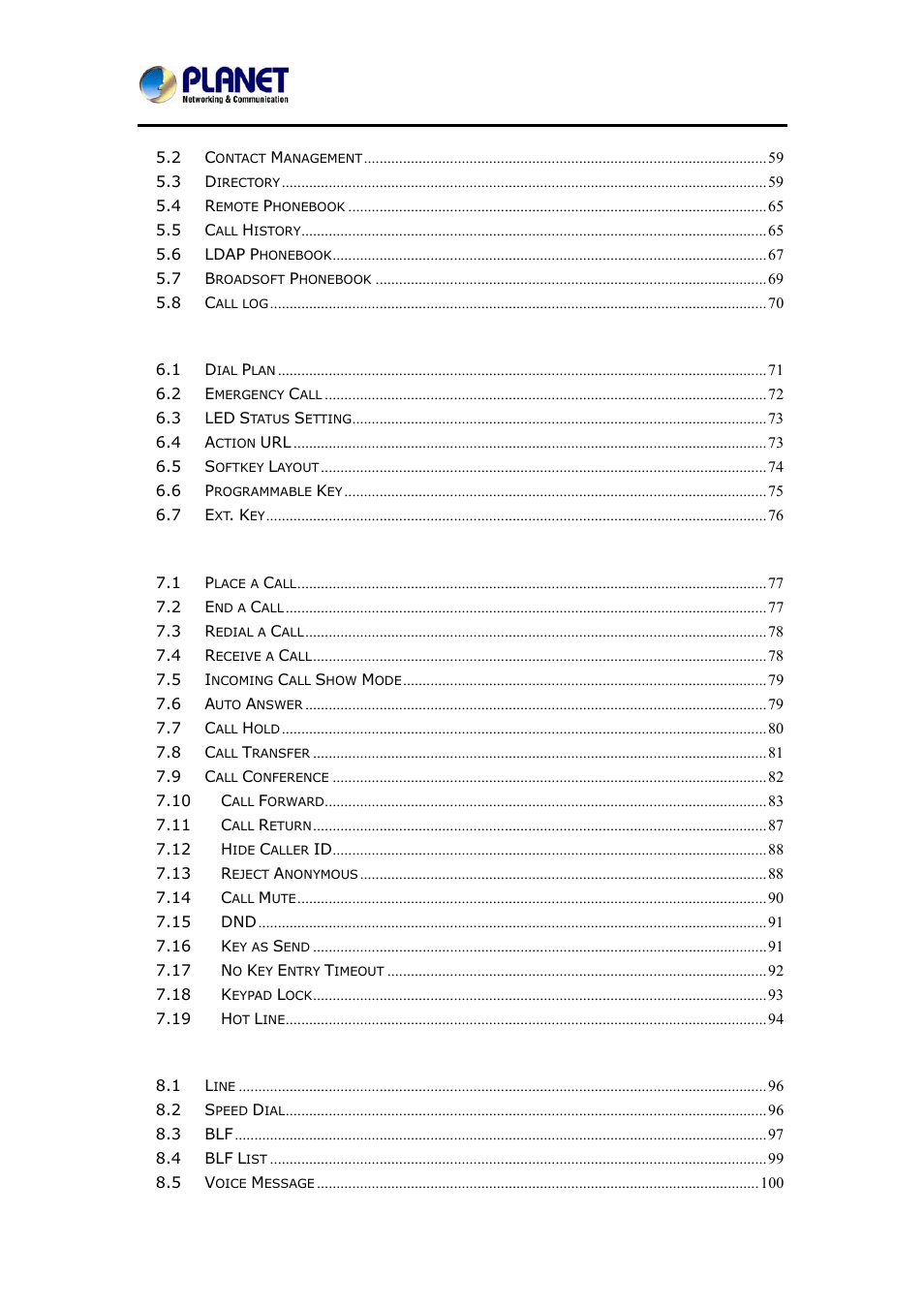 PLANET VIP-6040PT User Manual | Page 5 / 126