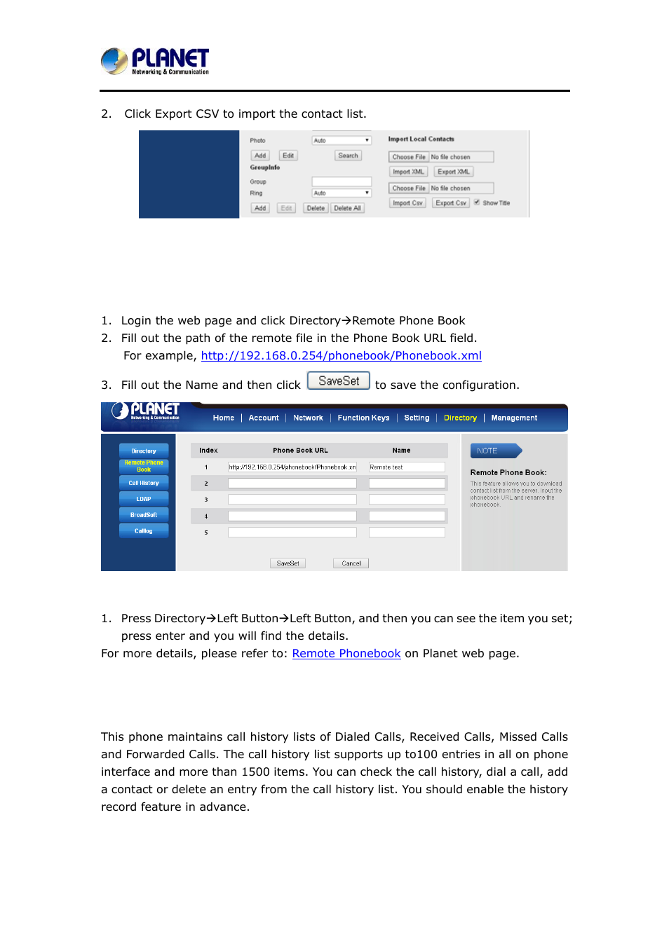 4 remote phonebook, 5 call history, Emote | Honebook, Istory | PLANET VIP-6040PT User Manual | Page 65 / 126
