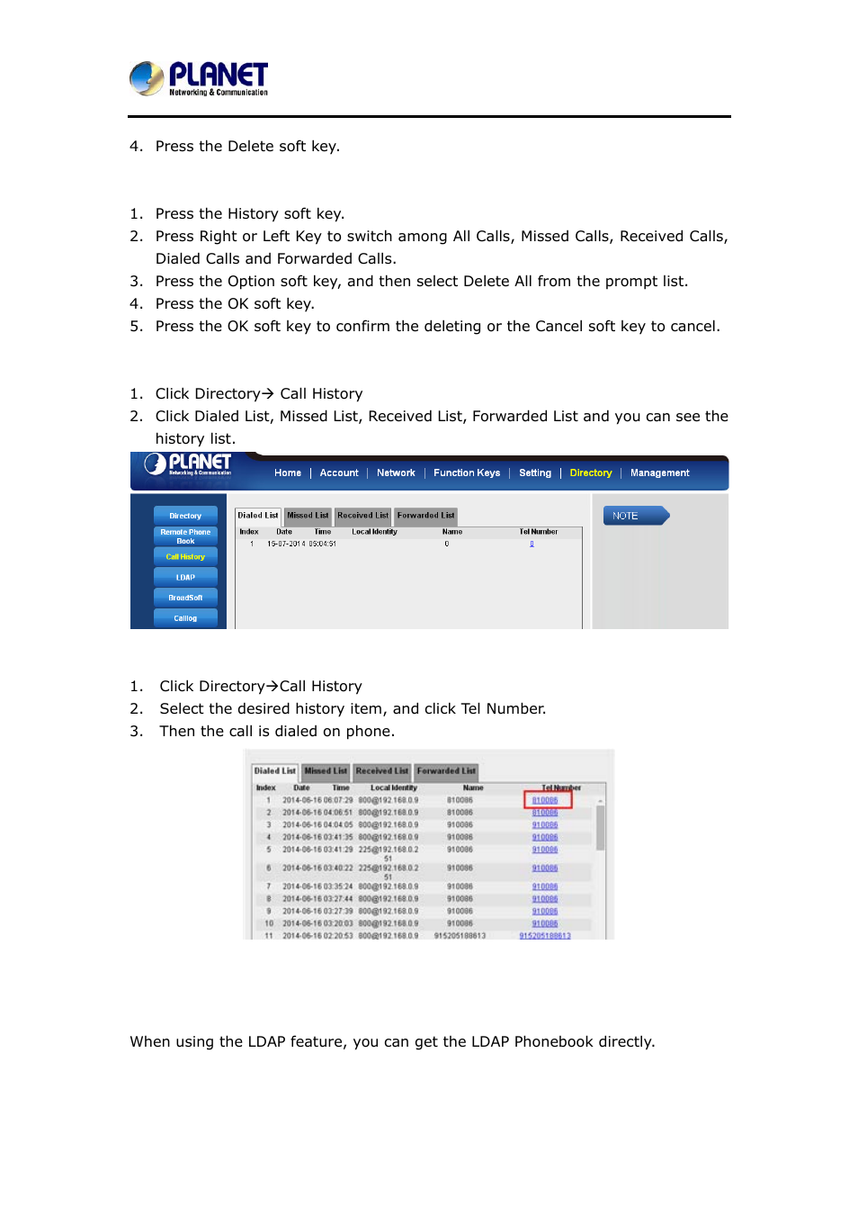 6 ldap phonebook, Ldap, Honebook | PLANET VIP-6040PT User Manual | Page 67 / 126