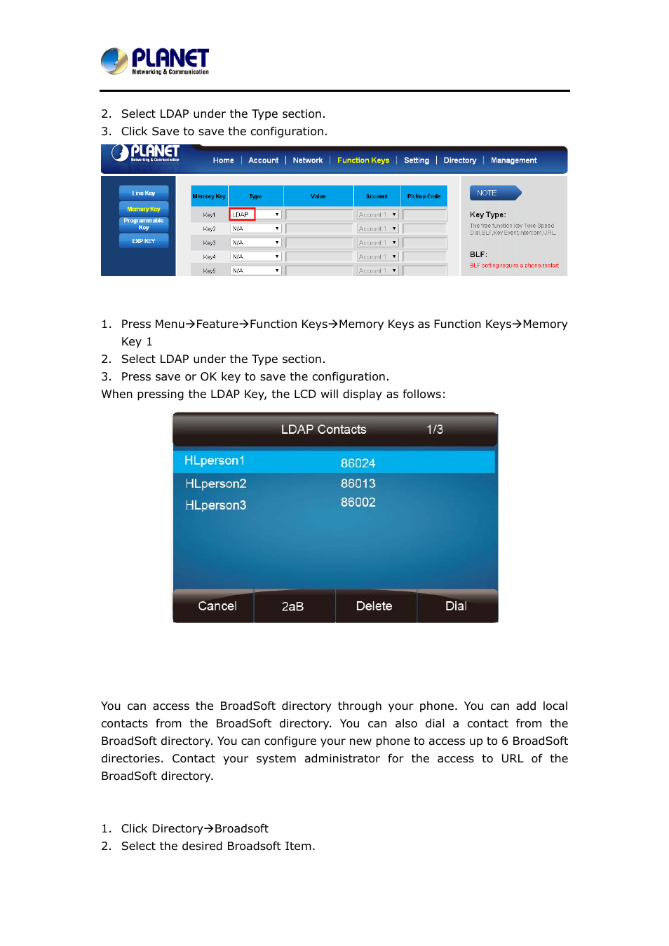 7 broadsoft phonebook, Roadsoft, Honebook | PLANET VIP-6040PT User Manual | Page 69 / 126