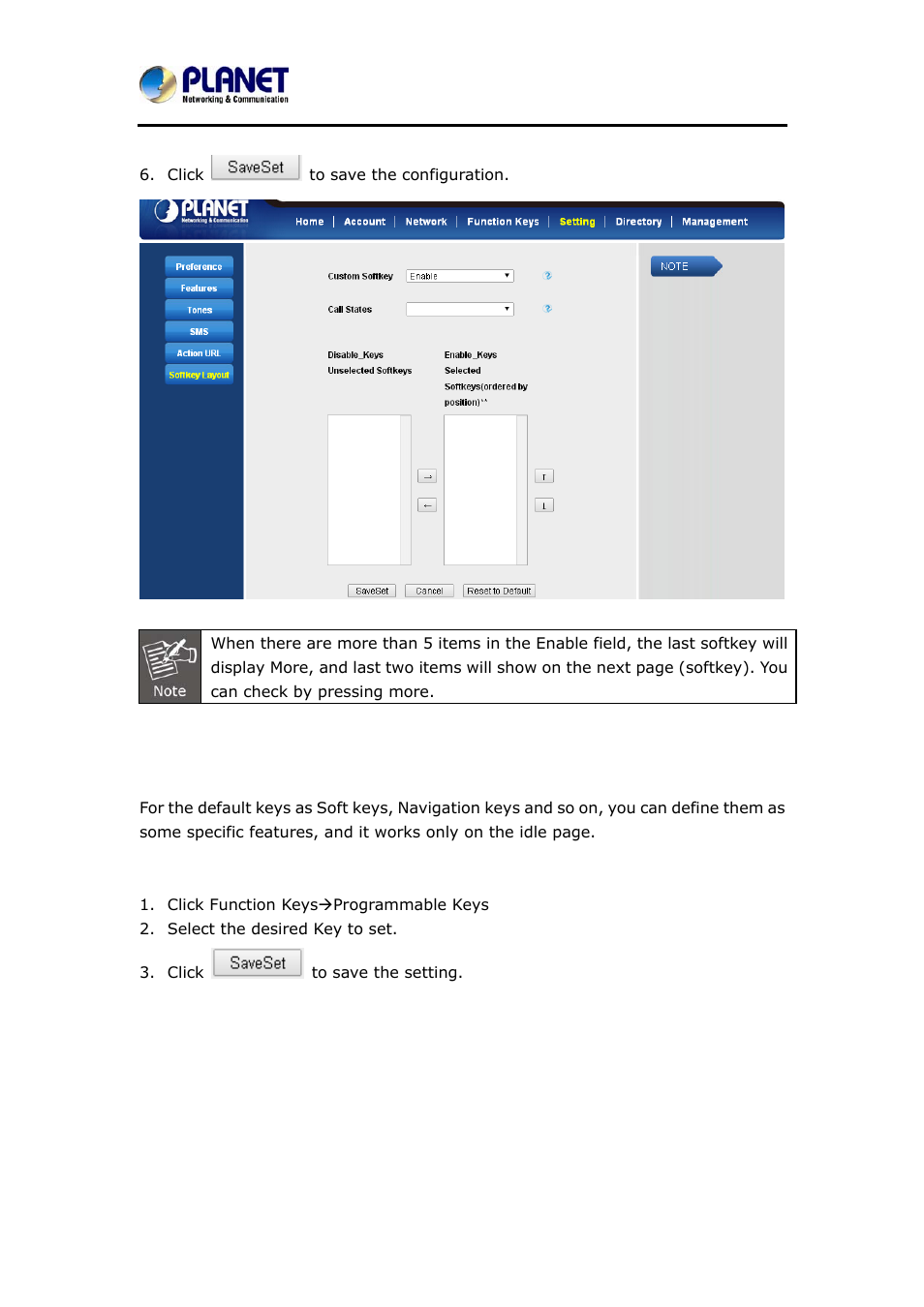 6 programmable key, Rogrammable | PLANET VIP-6040PT User Manual | Page 75 / 126