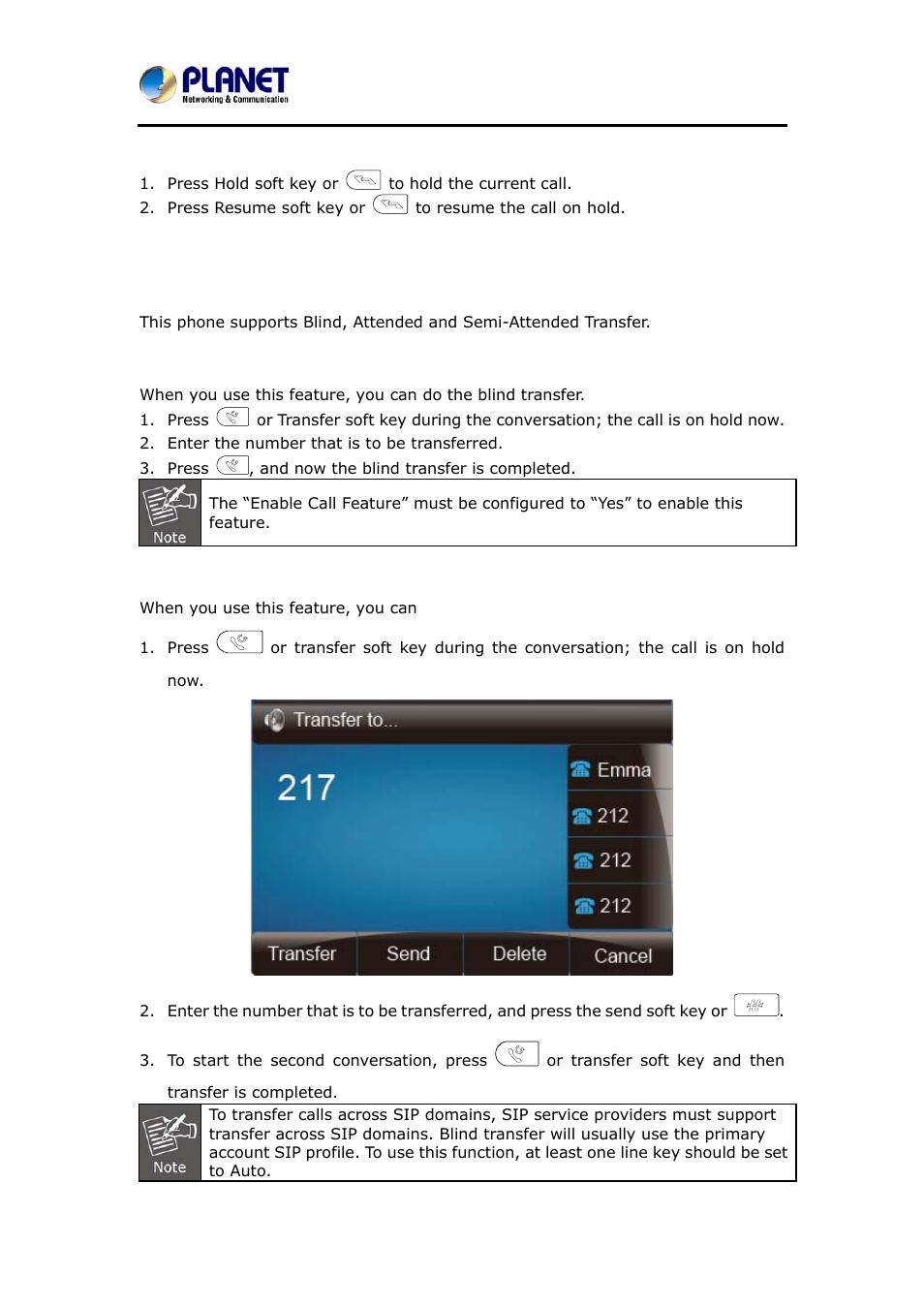 8 call transfer, Ransfer | PLANET VIP-6040PT User Manual | Page 81 / 126