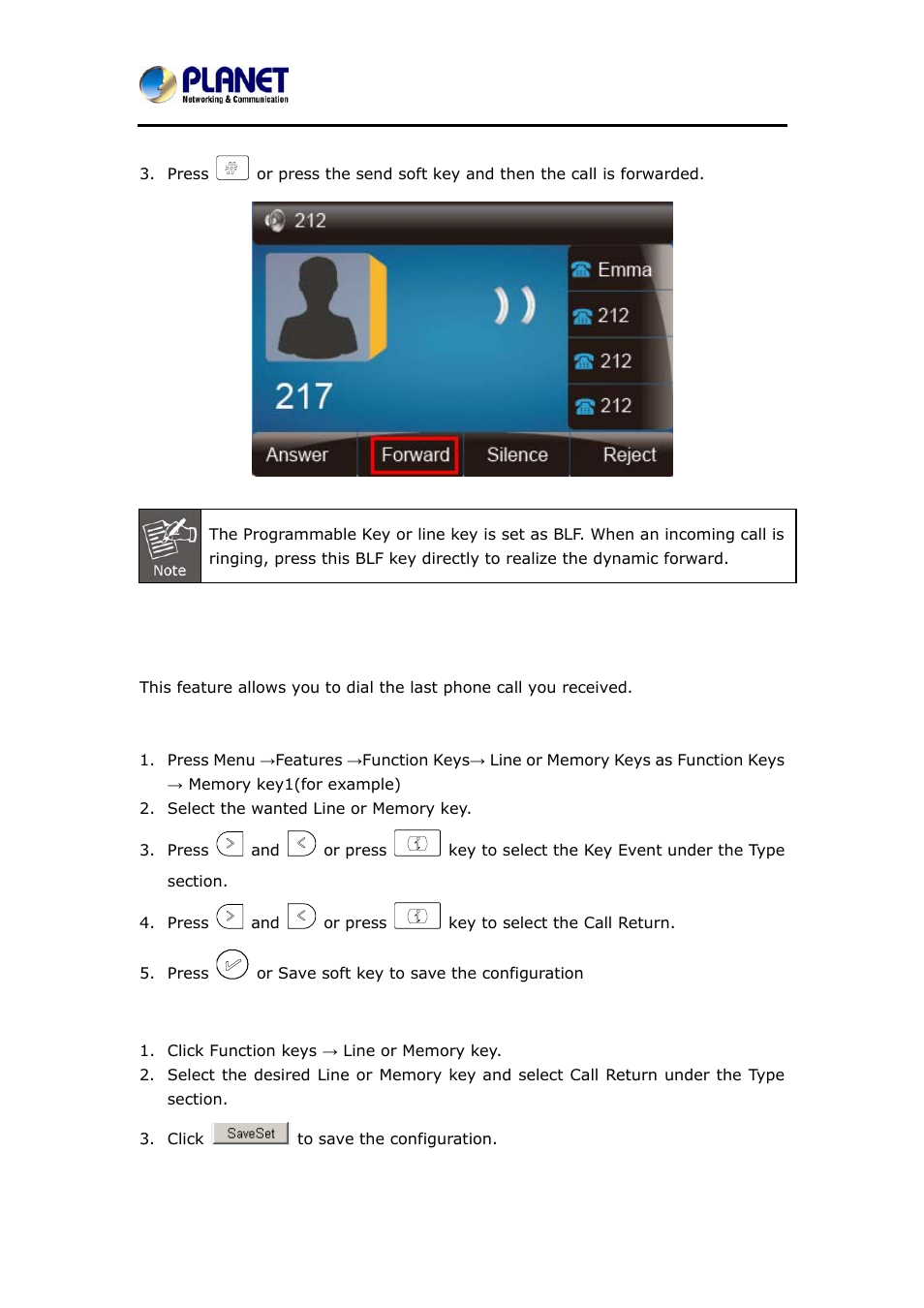 11 call return, Eturn | PLANET VIP-6040PT User Manual | Page 87 / 126
