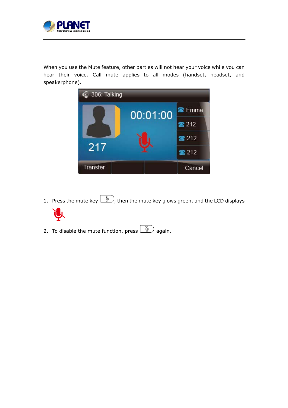 14 call mute | PLANET VIP-6040PT User Manual | Page 90 / 126