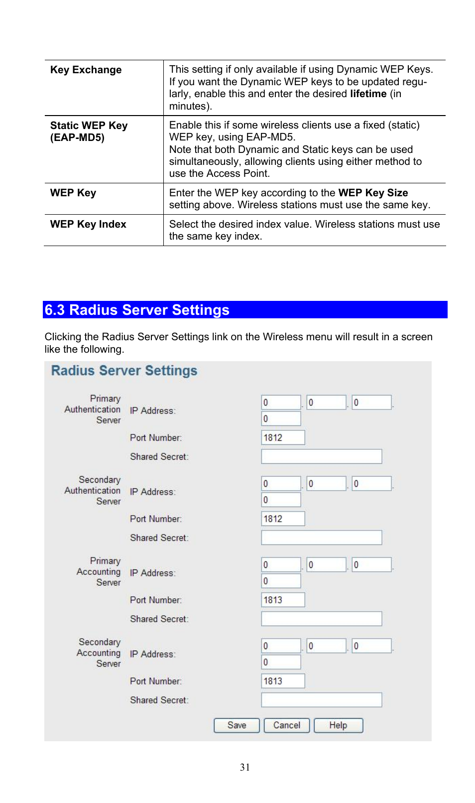 3 radius server settings | PLANET WNAP-3000PE User Manual | Page 36 / 90