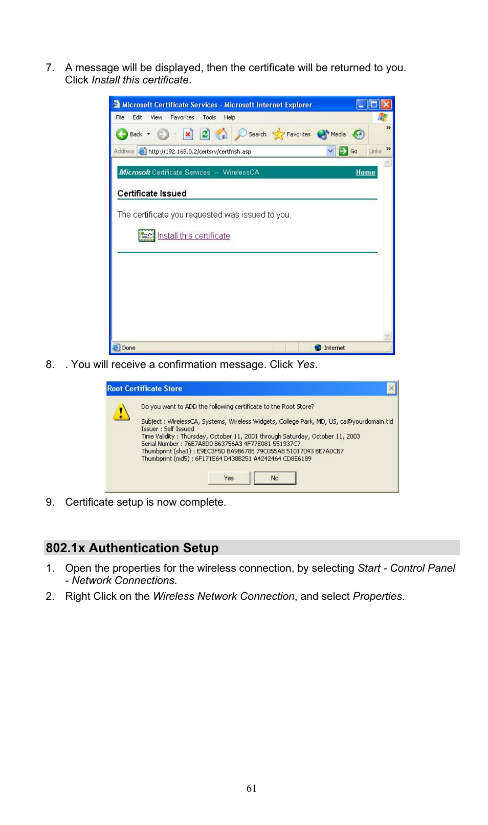 1x authentication setup | PLANET WNAP-3000PE User Manual | Page 66 / 90