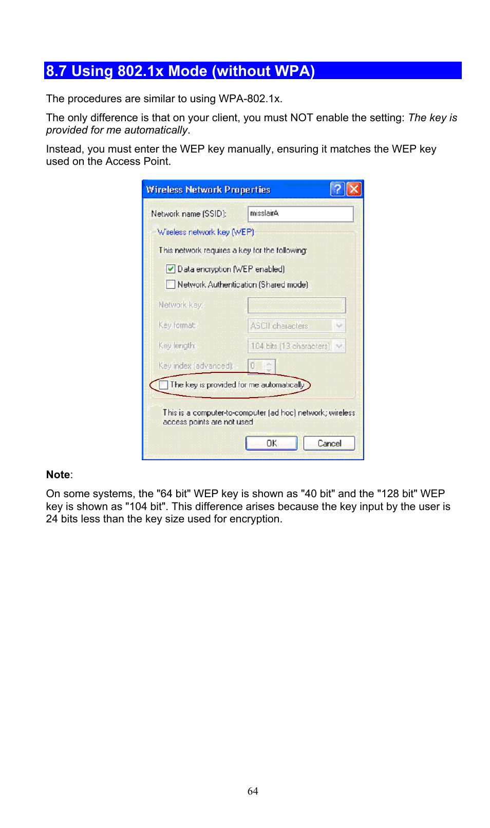 7 using 802.1x mode (without wpa) | PLANET WNAP-3000PE User Manual | Page 69 / 90