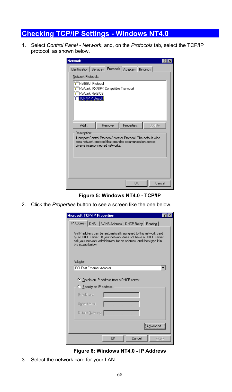 Checking tcp/ip settings - windows nt4.0 | PLANET WNAP-3000PE User Manual | Page 73 / 90