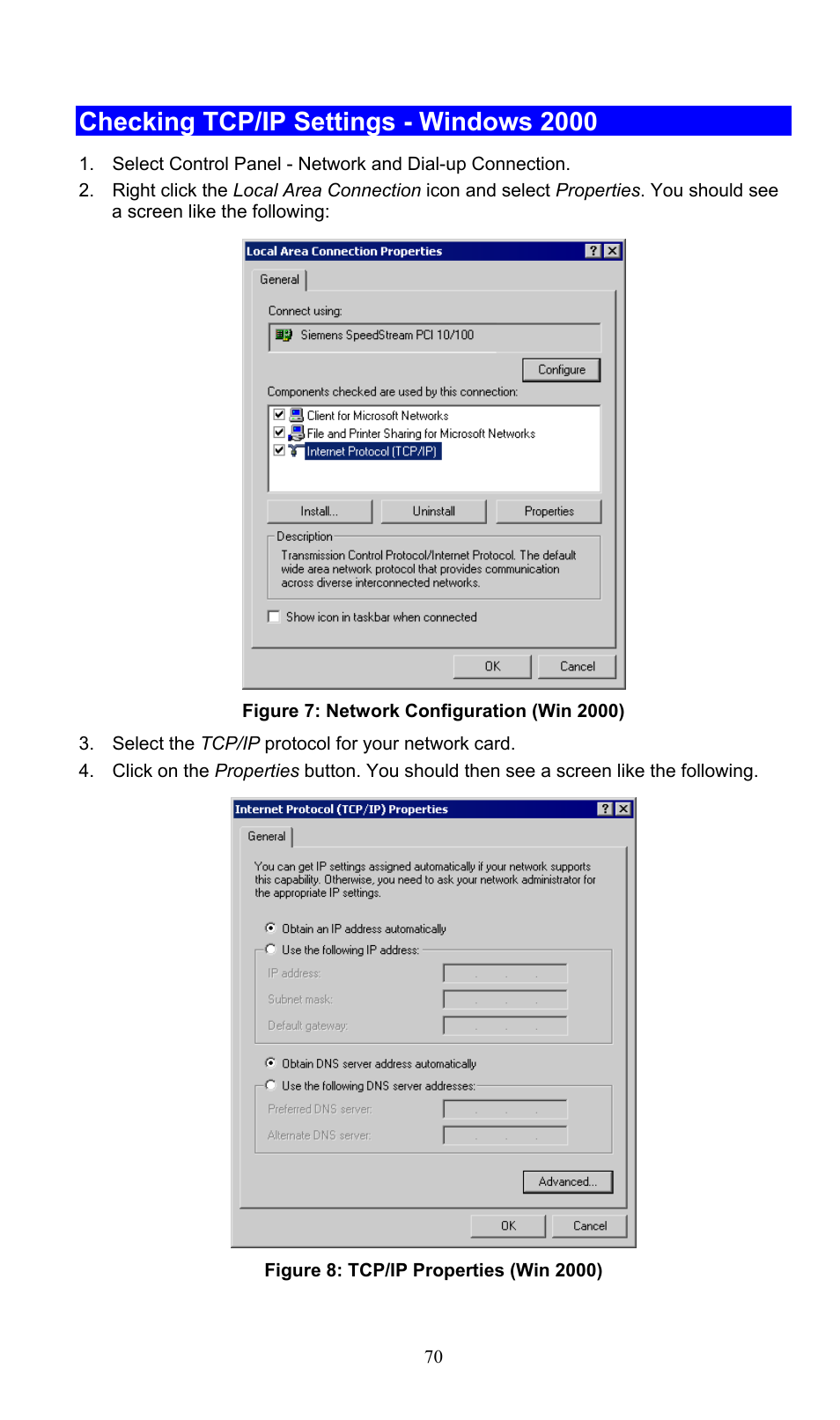 Checking tcp/ip settings - windows 2000 | PLANET WNAP-3000PE User Manual | Page 75 / 90