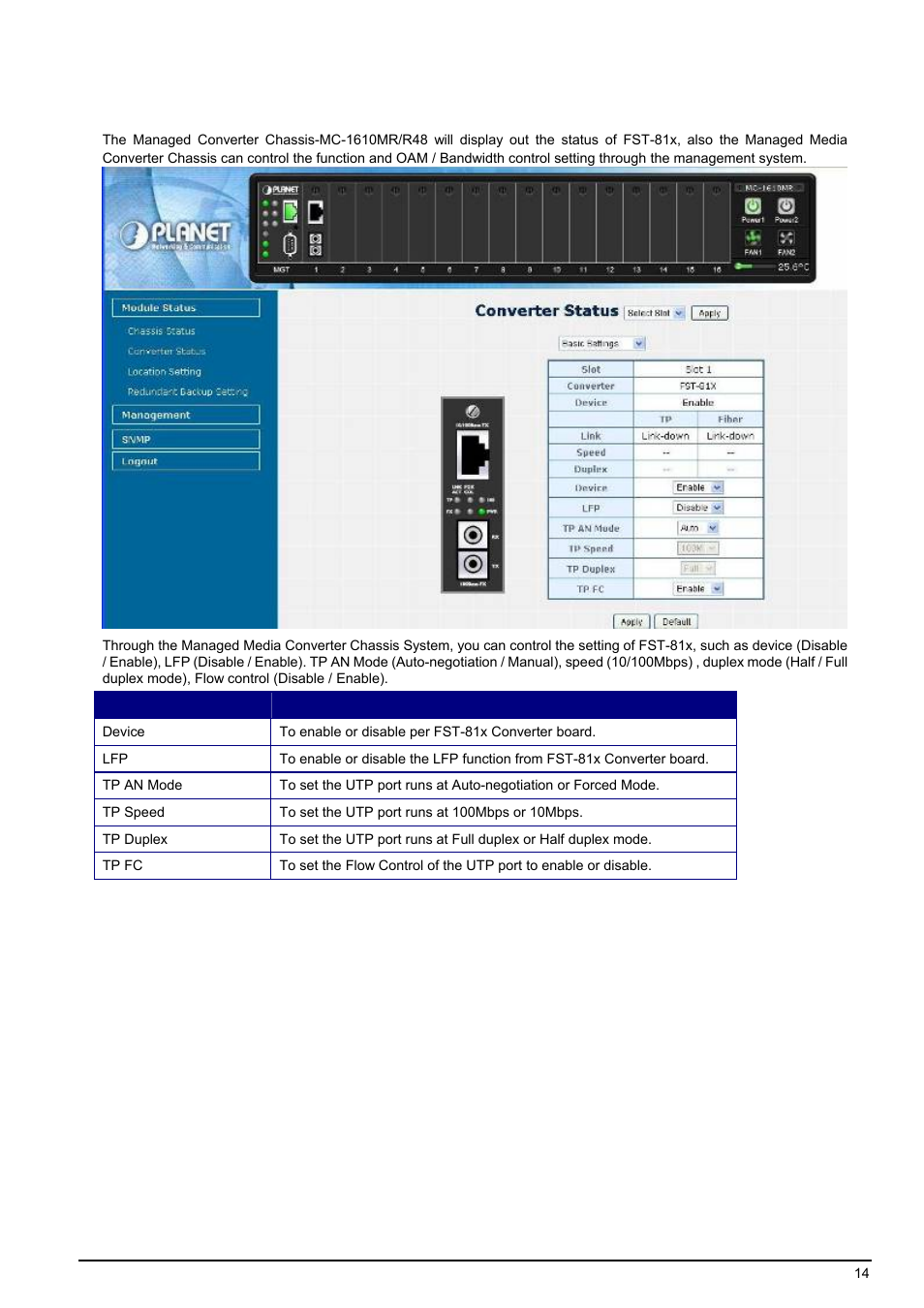 PLANET FST-81x Series User Manual | Page 14 / 21