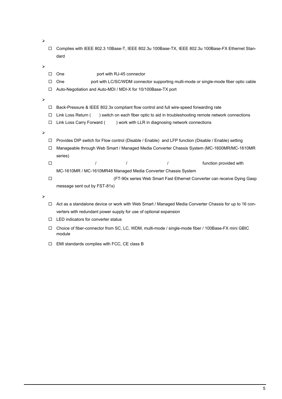 3 features, Eatures | PLANET FST-81x Series User Manual | Page 5 / 21