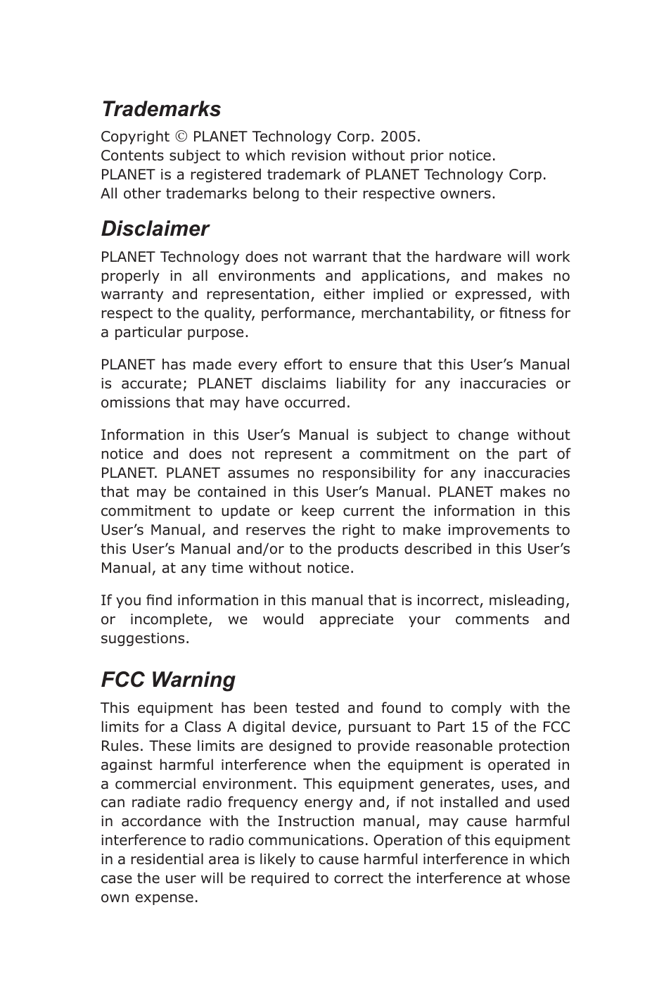 PLANET FT-807 User Manual | 12 pages