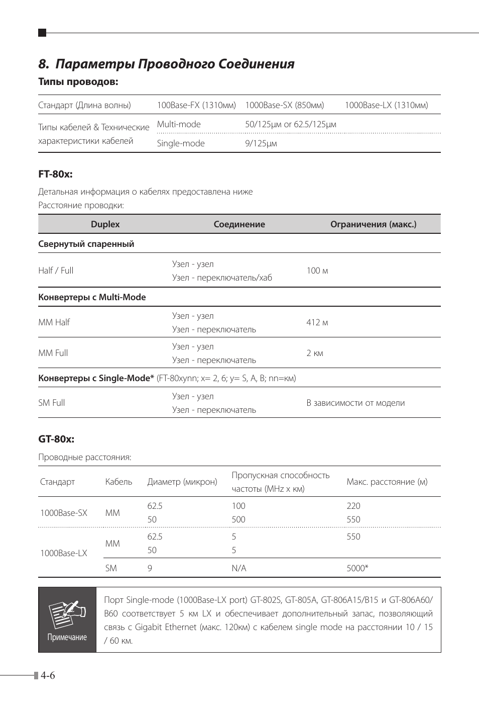 Параметры проводного соединения | PLANET FT-80x Series User Manual | Page 39 / 65