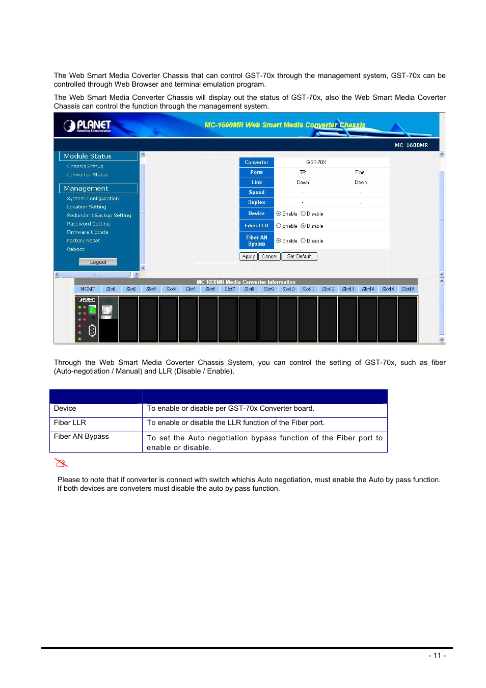 Anaged, Edia, Onverter module through | Mc-1600mr/r48, Hassis | PLANET GST-702 User Manual | Page 11 / 17