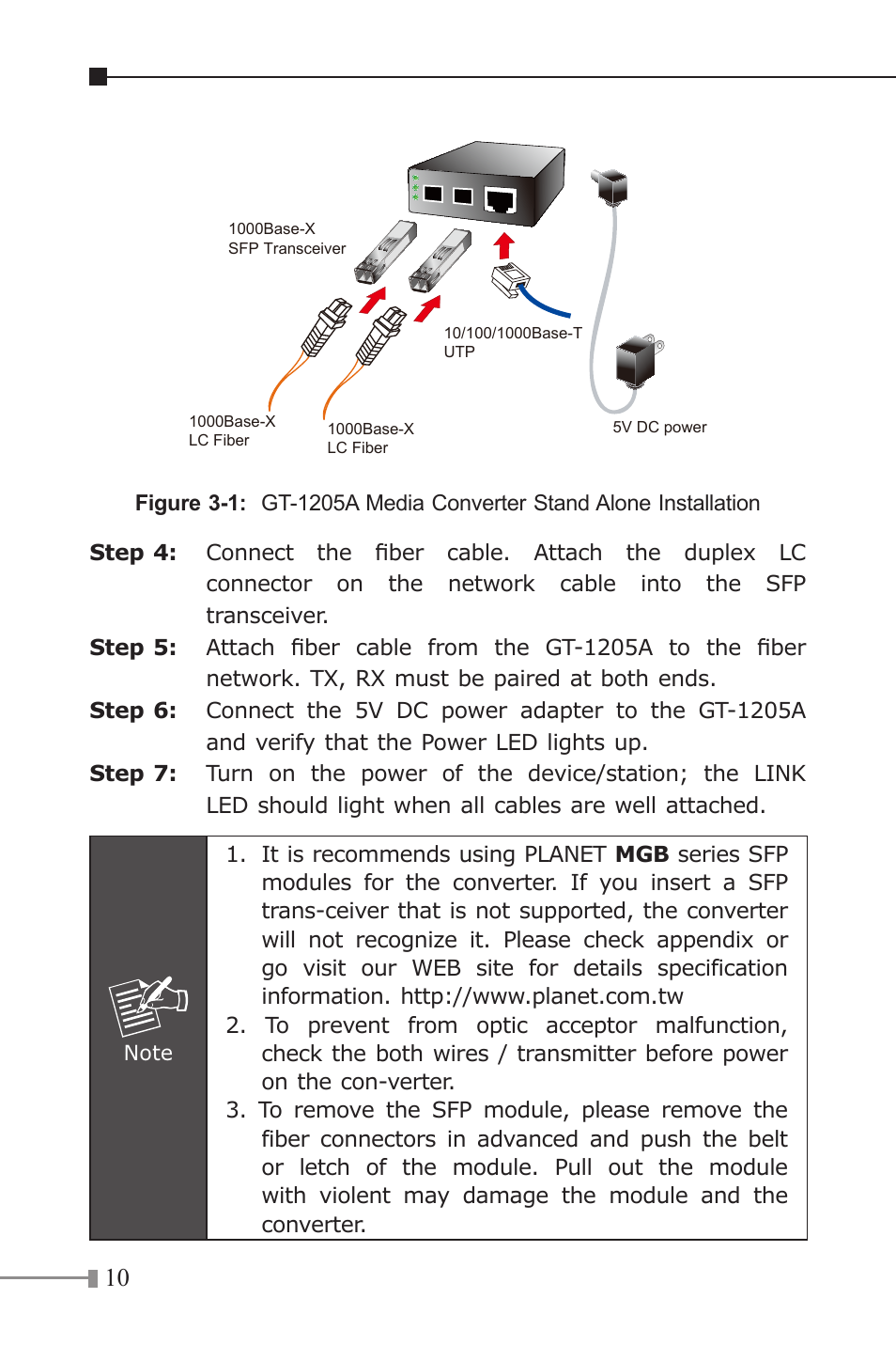 PLANET GT-1205A User Manual | Page 10 / 16