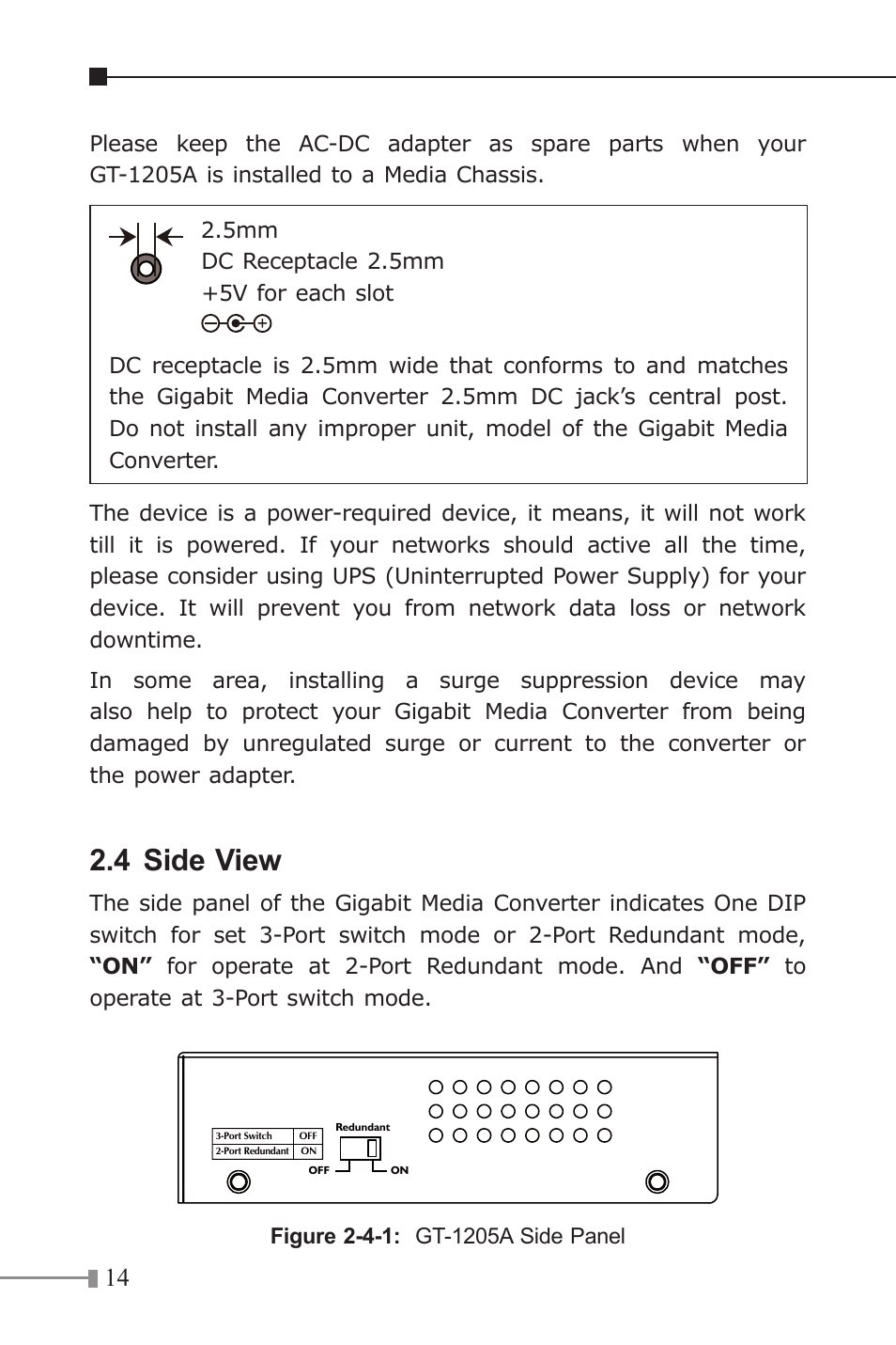 4 side view | PLANET GT-1205A User Manual | Page 14 / 24