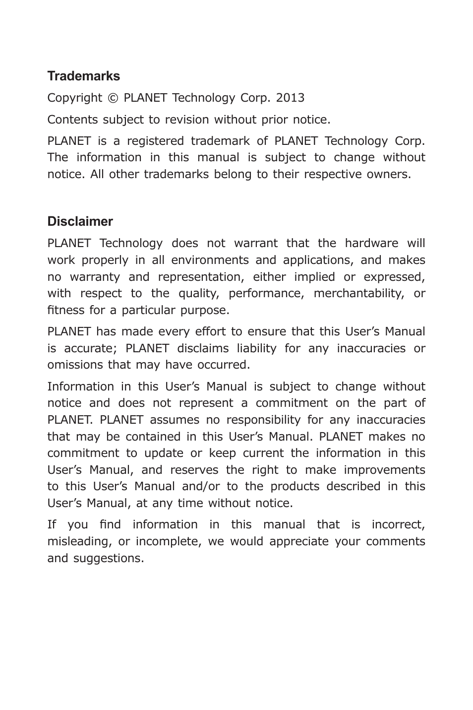 PLANET GT-1205A User Manual | Page 2 / 24