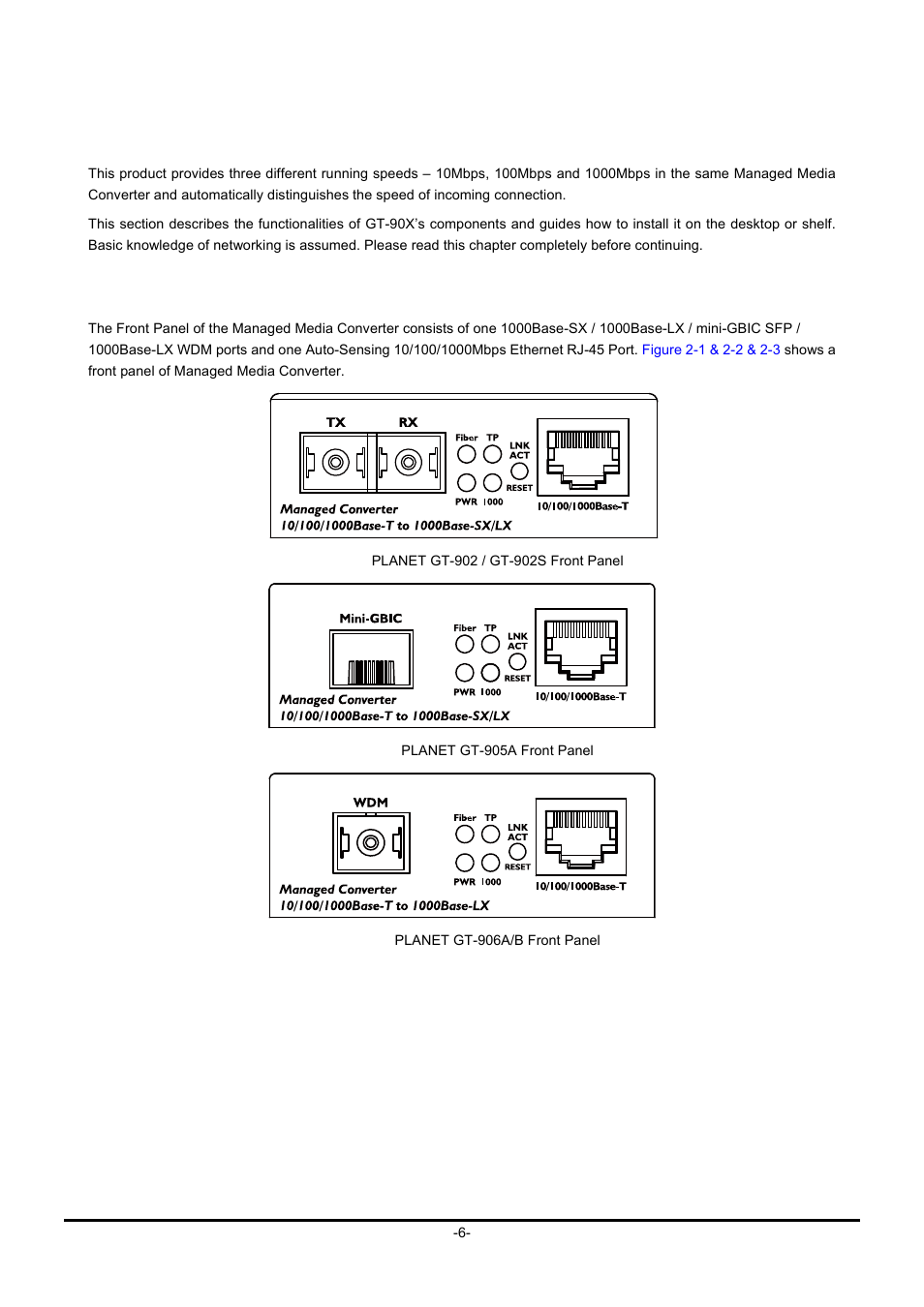 Hardware description, 1 gt-90x front panel, Gt-90x | Ront, Anel | PLANET GT-90x Series User Manual | Page 11 / 63