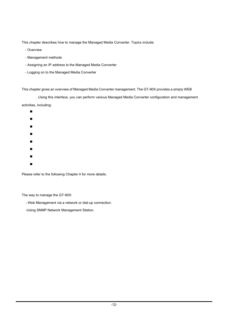 Media converter management, 1 overview, 2 management methods | Verview, Anagement, Ethods | PLANET GT-90x Series User Manual | Page 17 / 63