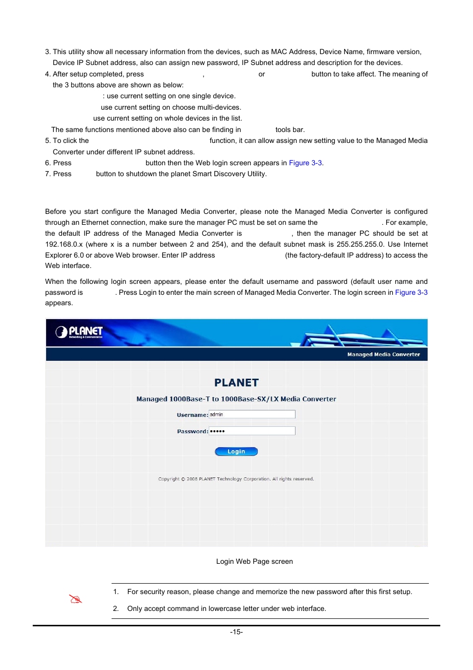 4 login the managed media converter | PLANET GT-90x Series User Manual | Page 20 / 63