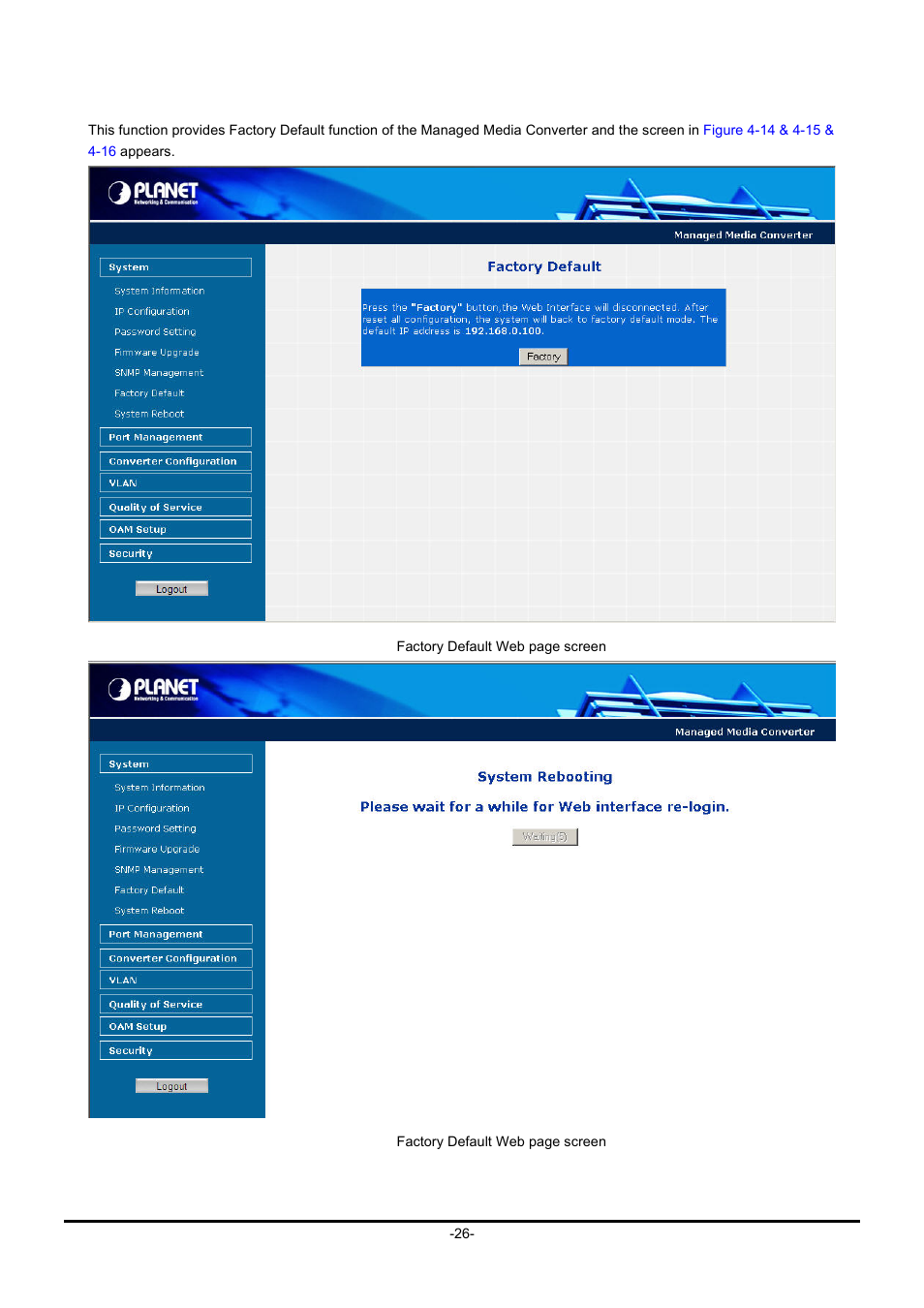 6 factory default | PLANET GT-90x Series User Manual | Page 31 / 63