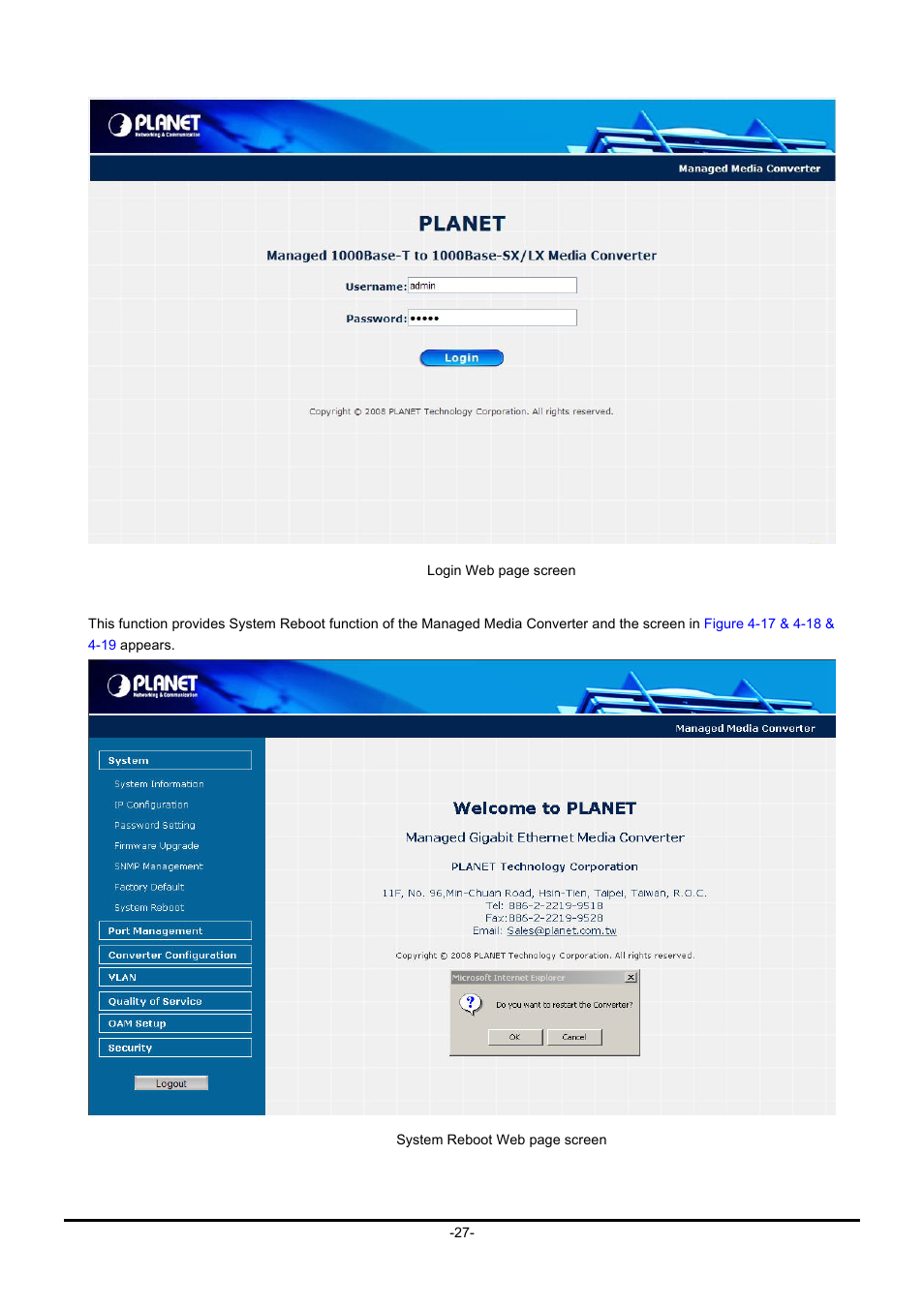 7 system reboot | PLANET GT-90x Series User Manual | Page 32 / 63