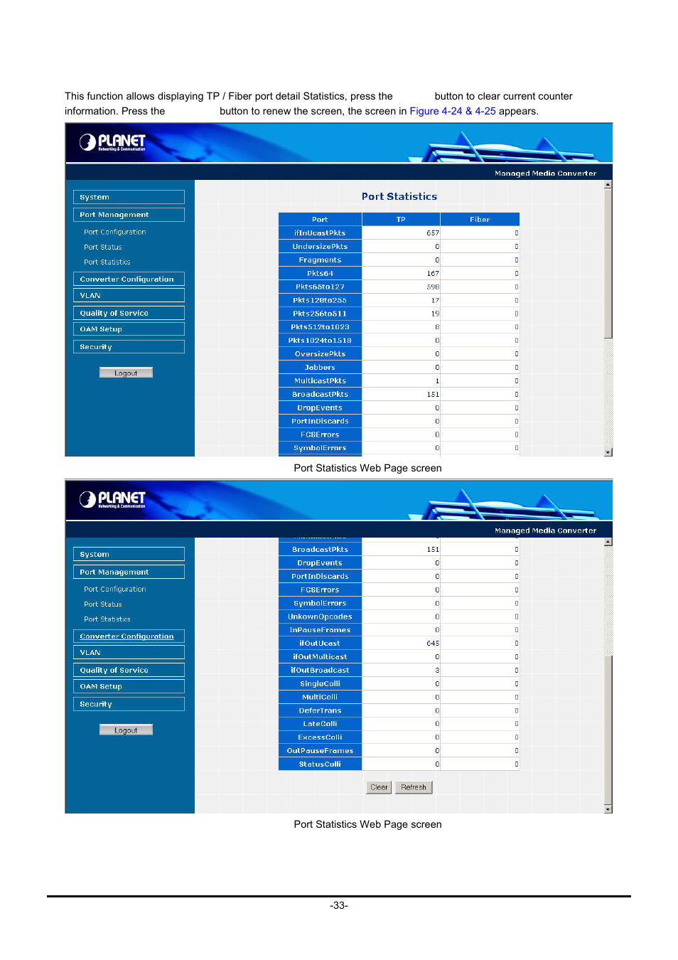 3 port statistics | PLANET GT-90x Series User Manual | Page 38 / 63