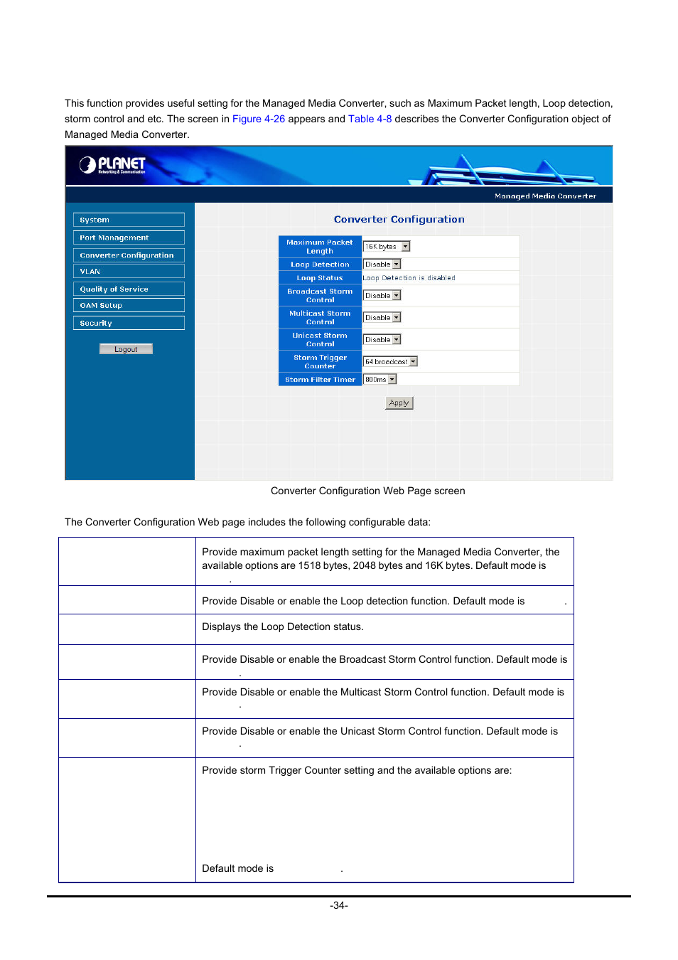 4 converter configuration, Onverter, Onfiguration | PLANET GT-90x Series User Manual | Page 39 / 63