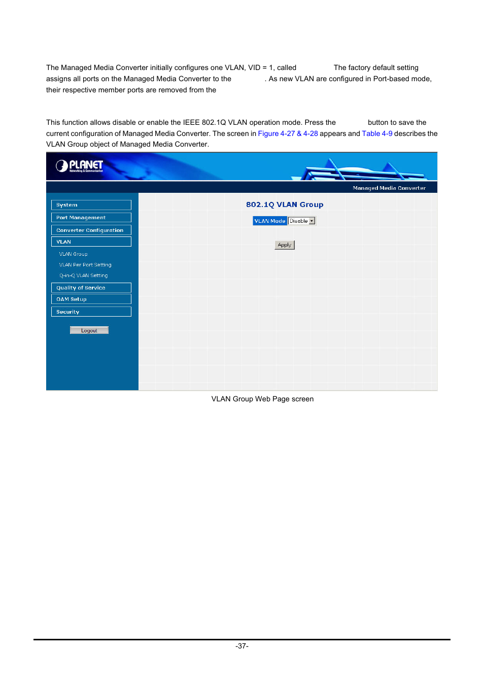 1 vlan group | PLANET GT-90x Series User Manual | Page 42 / 63