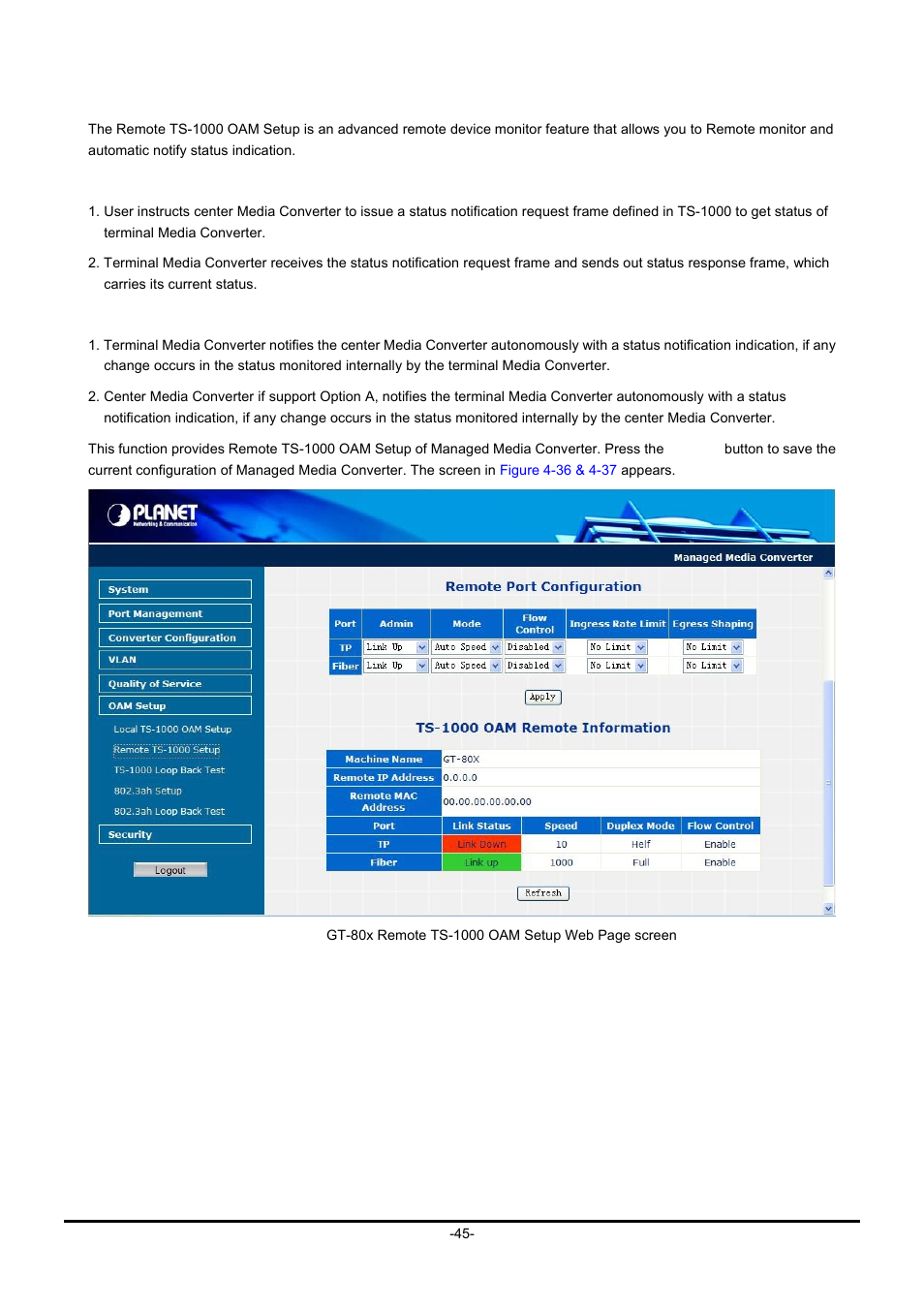 2 remote ts-1000 oam setup | PLANET GT-90x Series User Manual | Page 50 / 63