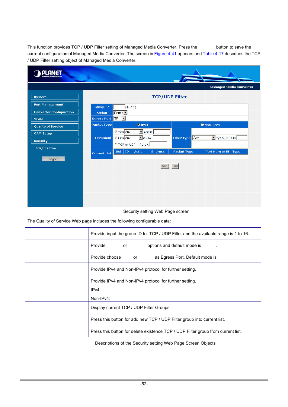 8 security, Ecurity | PLANET GT-90x Series User Manual | Page 57 / 63