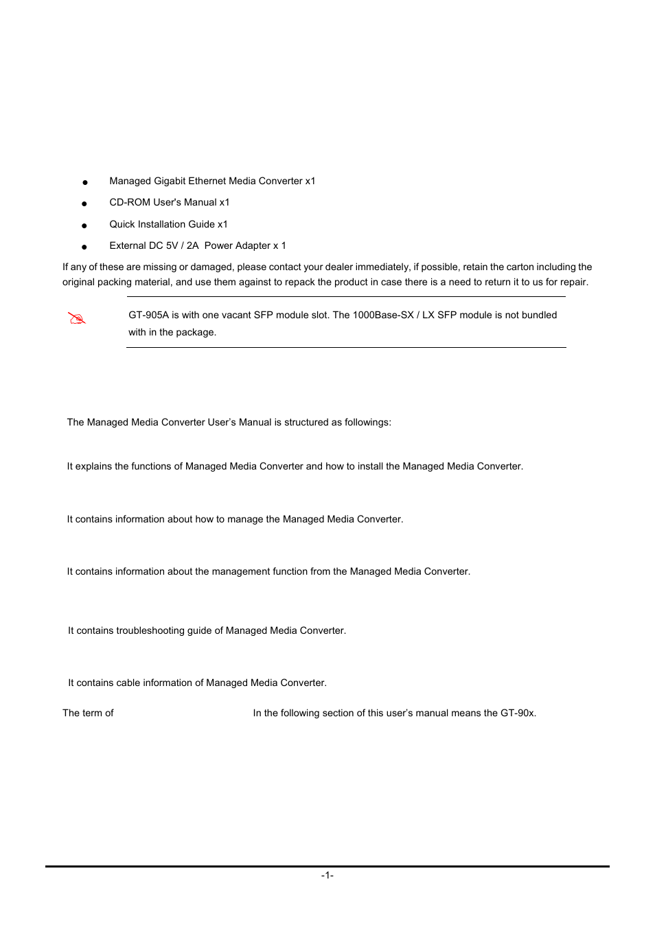 Introduction, 1 package contents, 2 how to use this manual | Ackage, Ontents, Ow to, Anual | PLANET GT-90x Series User Manual | Page 6 / 63