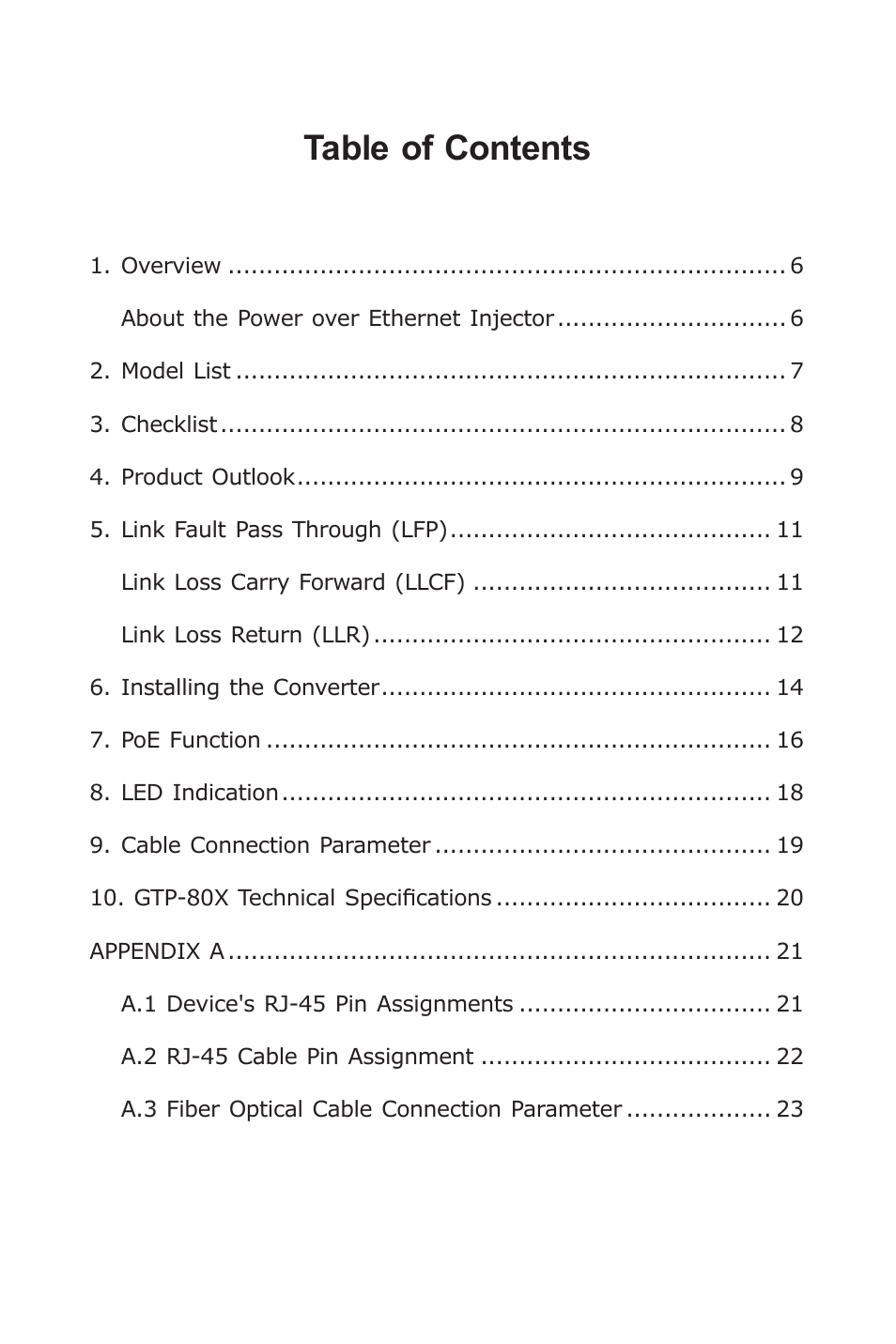 PLANET GTP-80x Series User Manual | Page 5 / 24