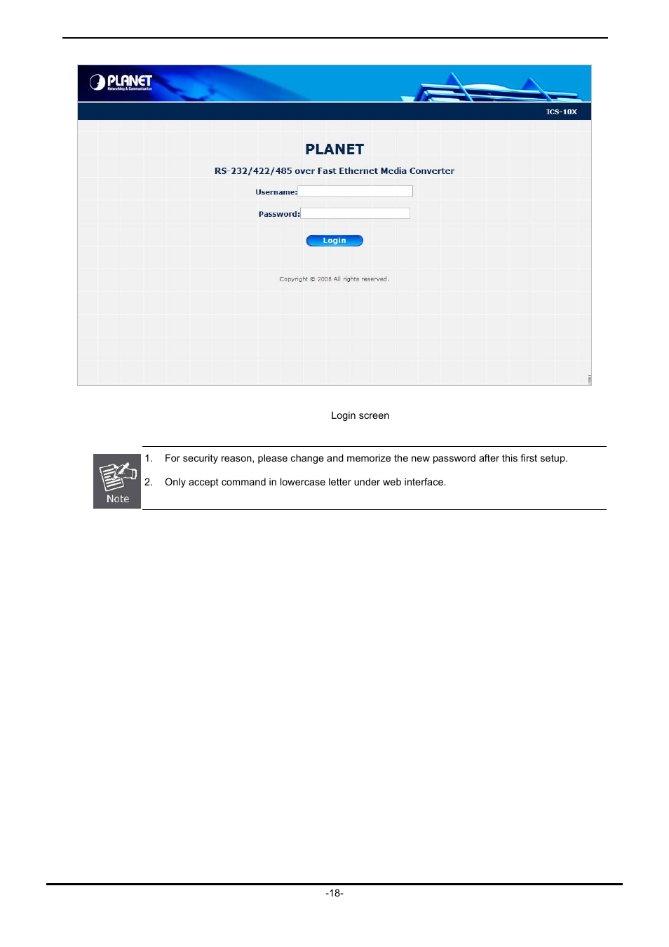 PLANET ICS-102 User Manual | Page 23 / 73