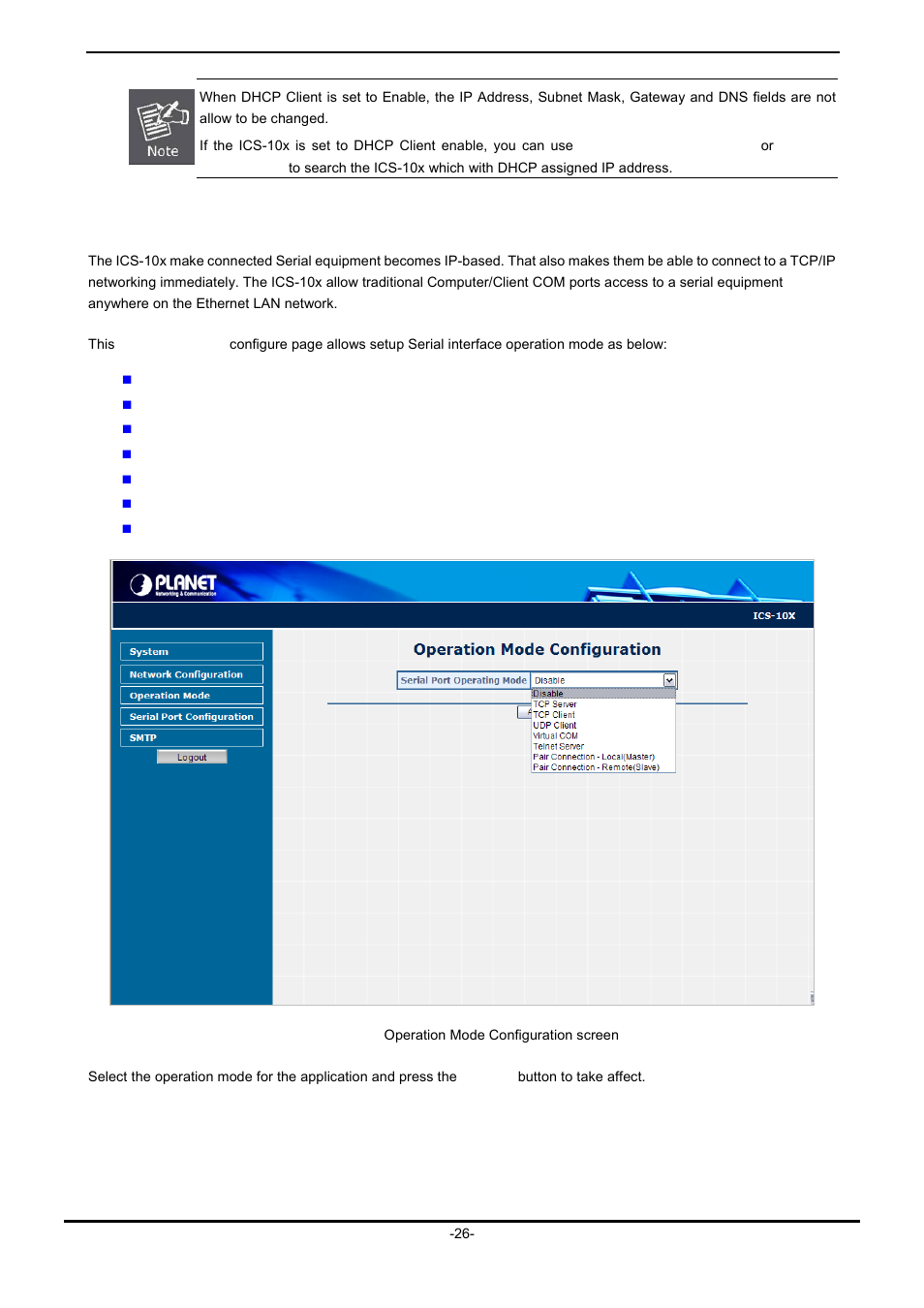 4 operation mode, Peration | PLANET ICS-102 User Manual | Page 31 / 73