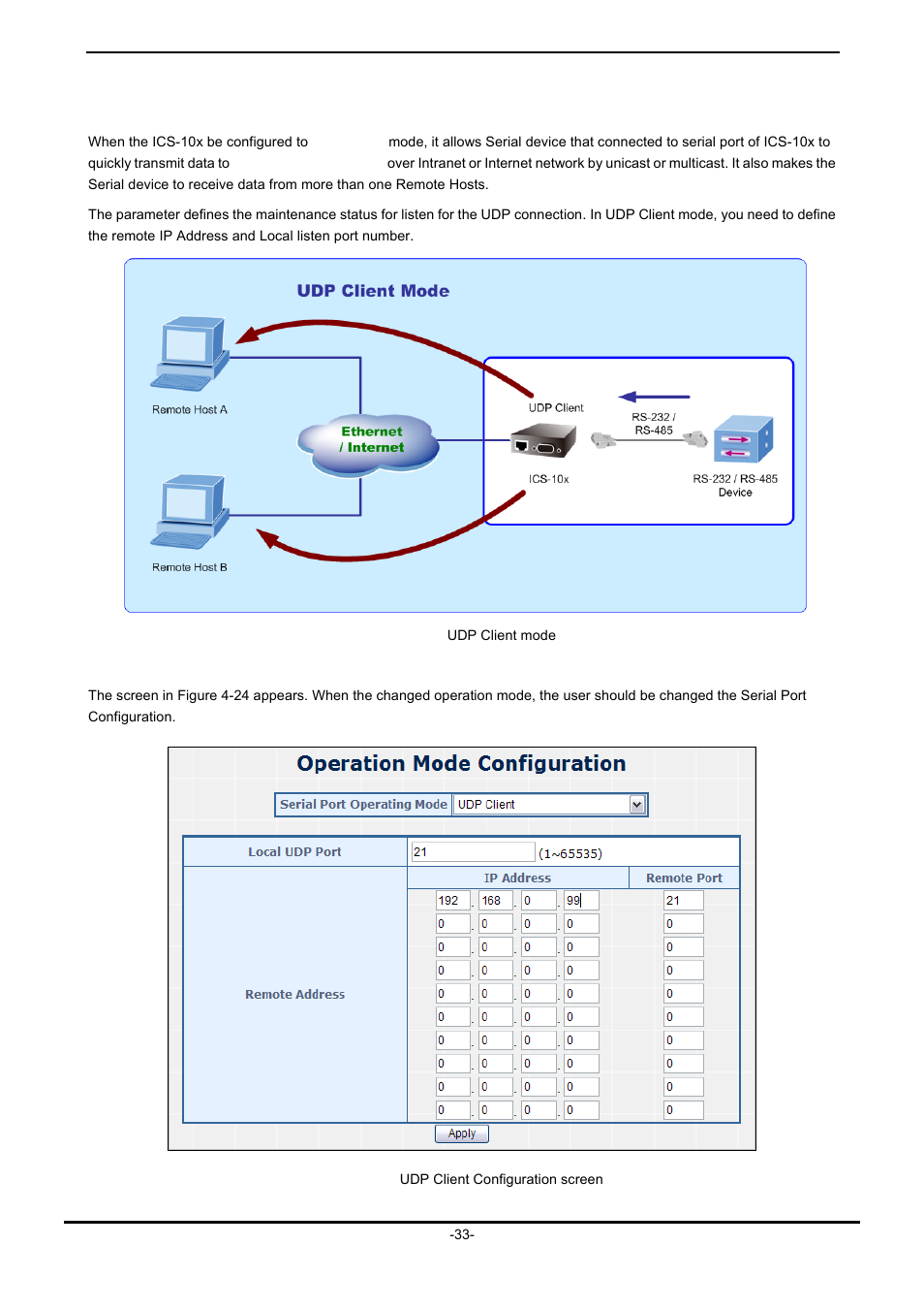 3 udp client mode | PLANET ICS-102 User Manual | Page 38 / 73